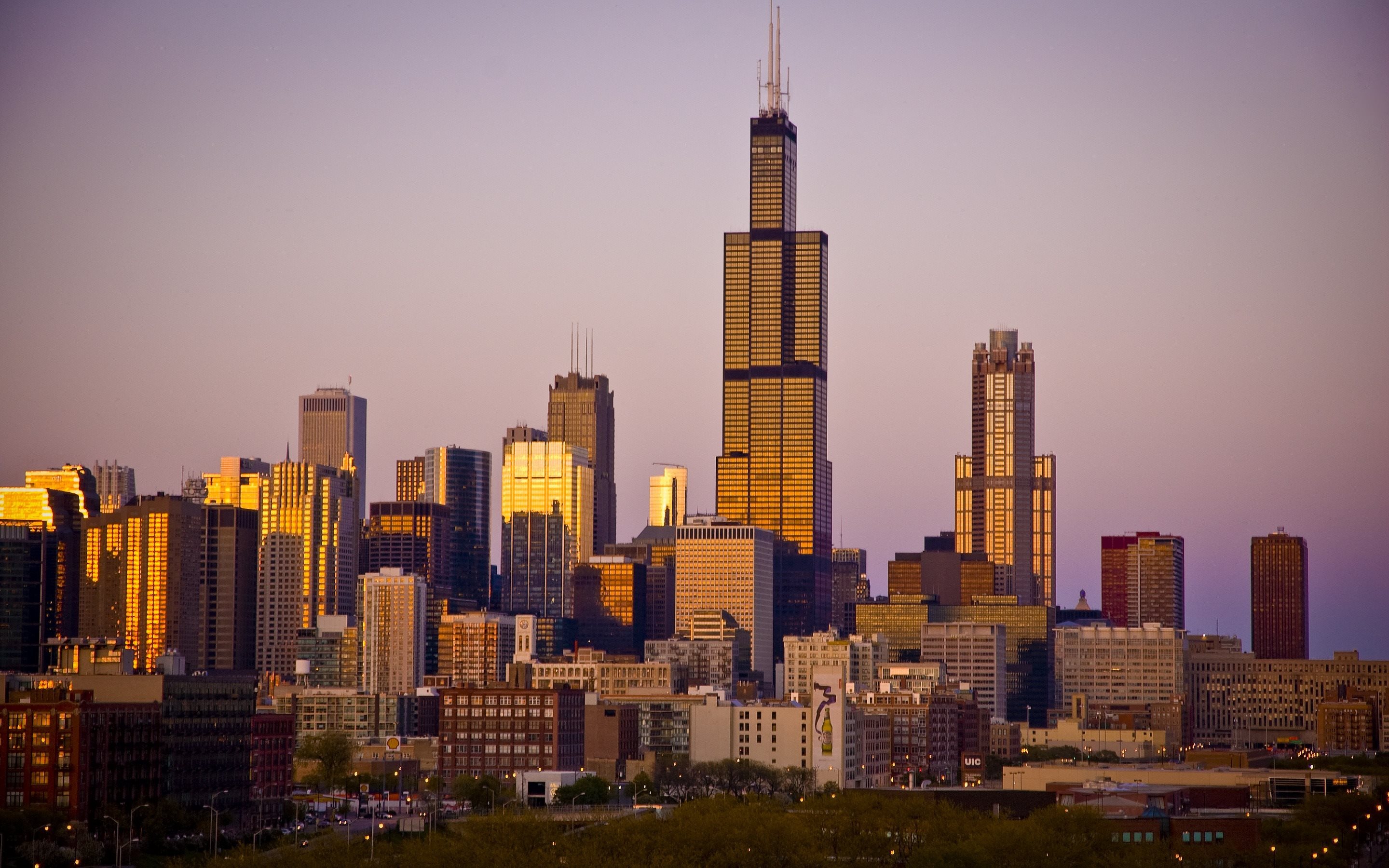 Chicago, Willis Tower, Skyscrapers, Illinois, Us, Evening, - Willis Tower , HD Wallpaper & Backgrounds
