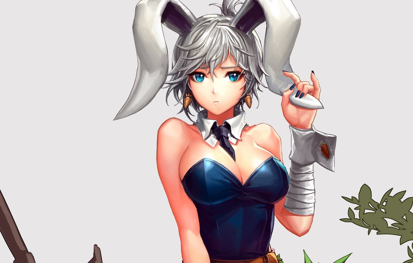 Photo Wallpaper Girl, Game, Anime, Blue Eyes, League - Anime League Of Legends Riven , HD Wallpaper & Backgrounds