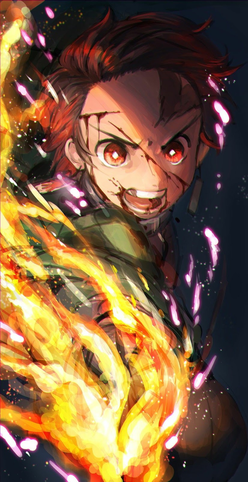 Gambar Wallpaper Anime Terbaru Untuk Hp Android - Tanjiro Respiracion De Fuego , HD Wallpaper & Backgrounds