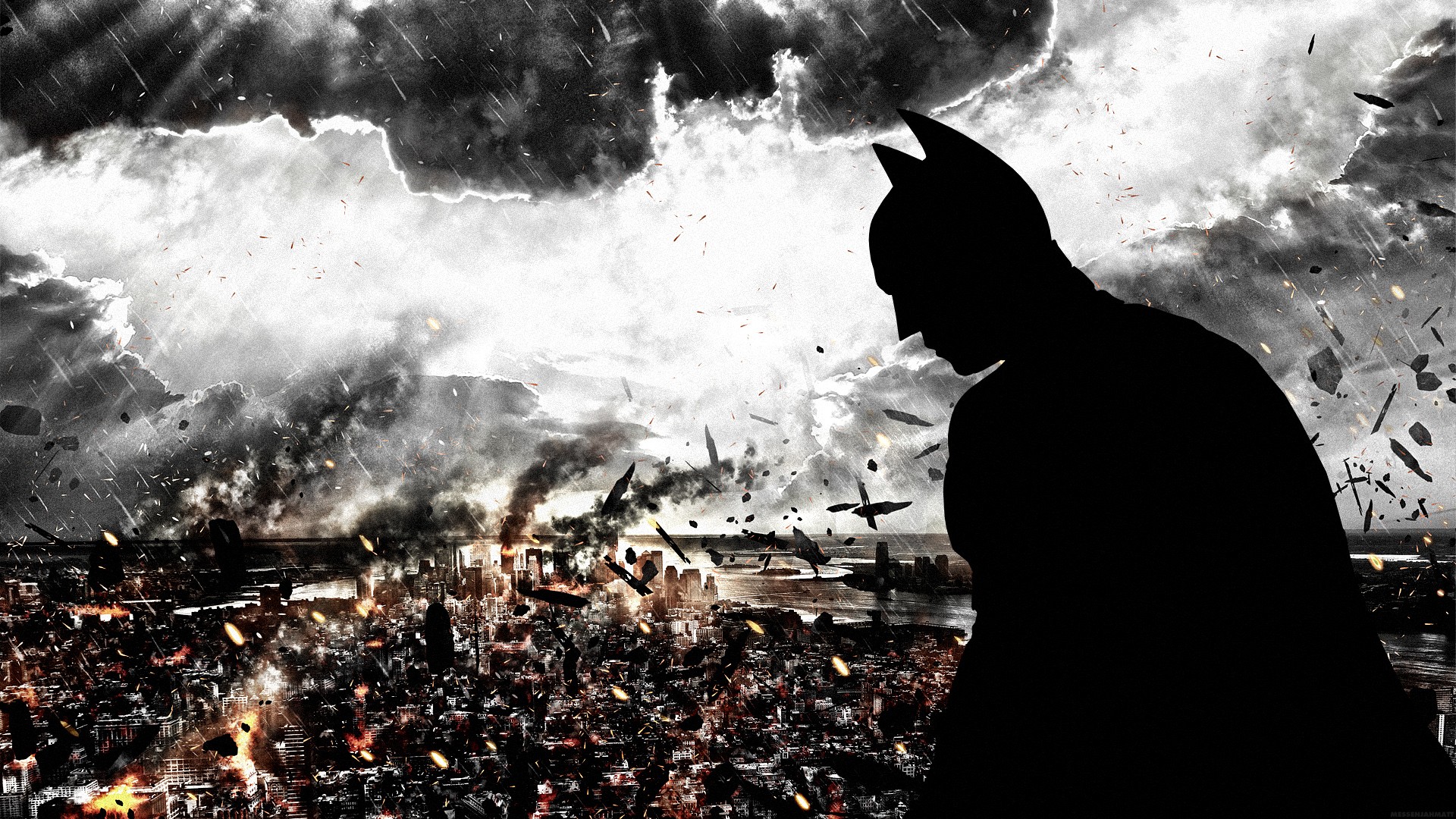 Batman, Silhouette, Gotham City, Batman The Dark Knight - Harley Quinn 1080p , HD Wallpaper & Backgrounds