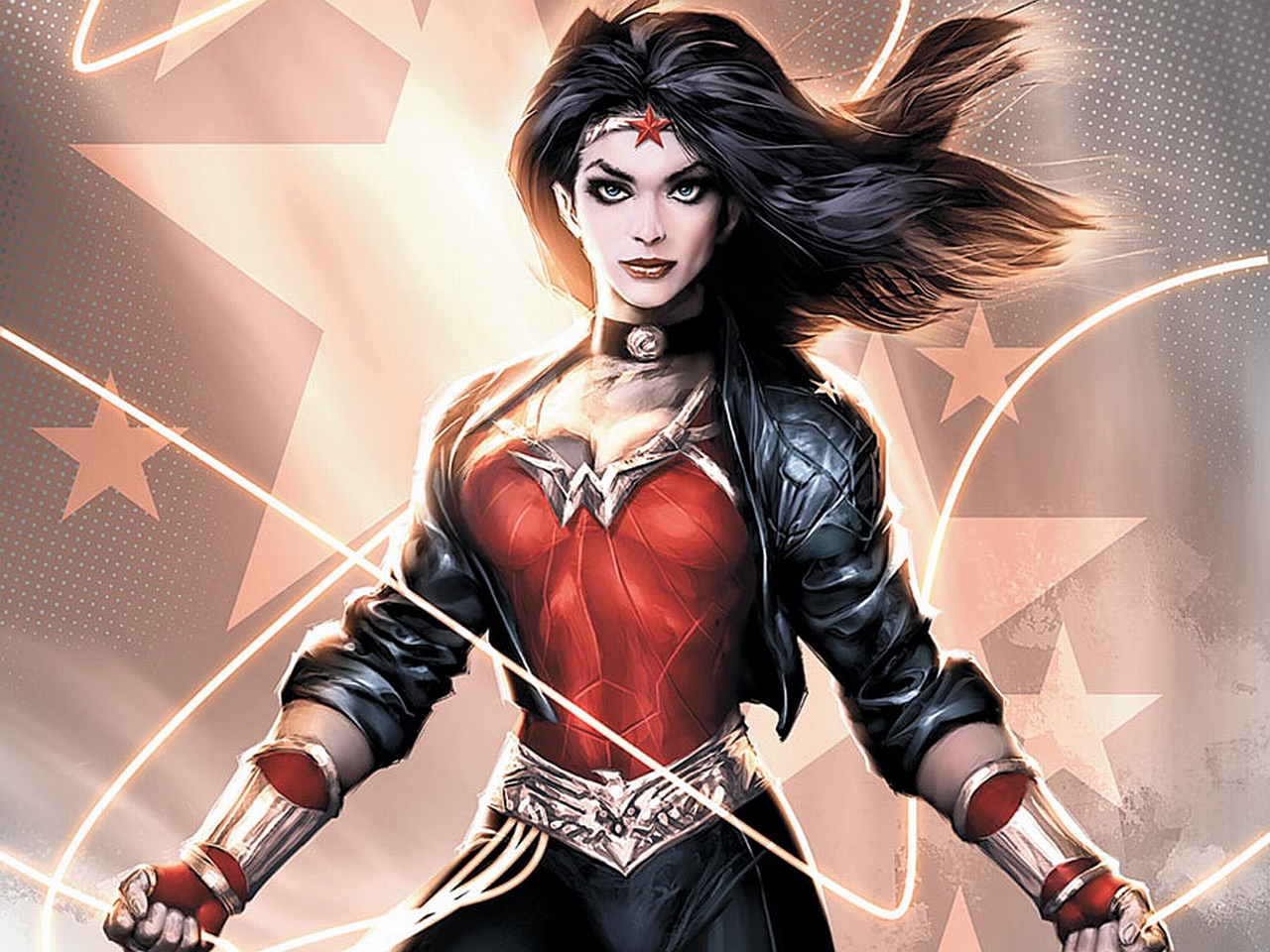 Leather Jacket Wonder Woman , HD Wallpaper & Backgrounds