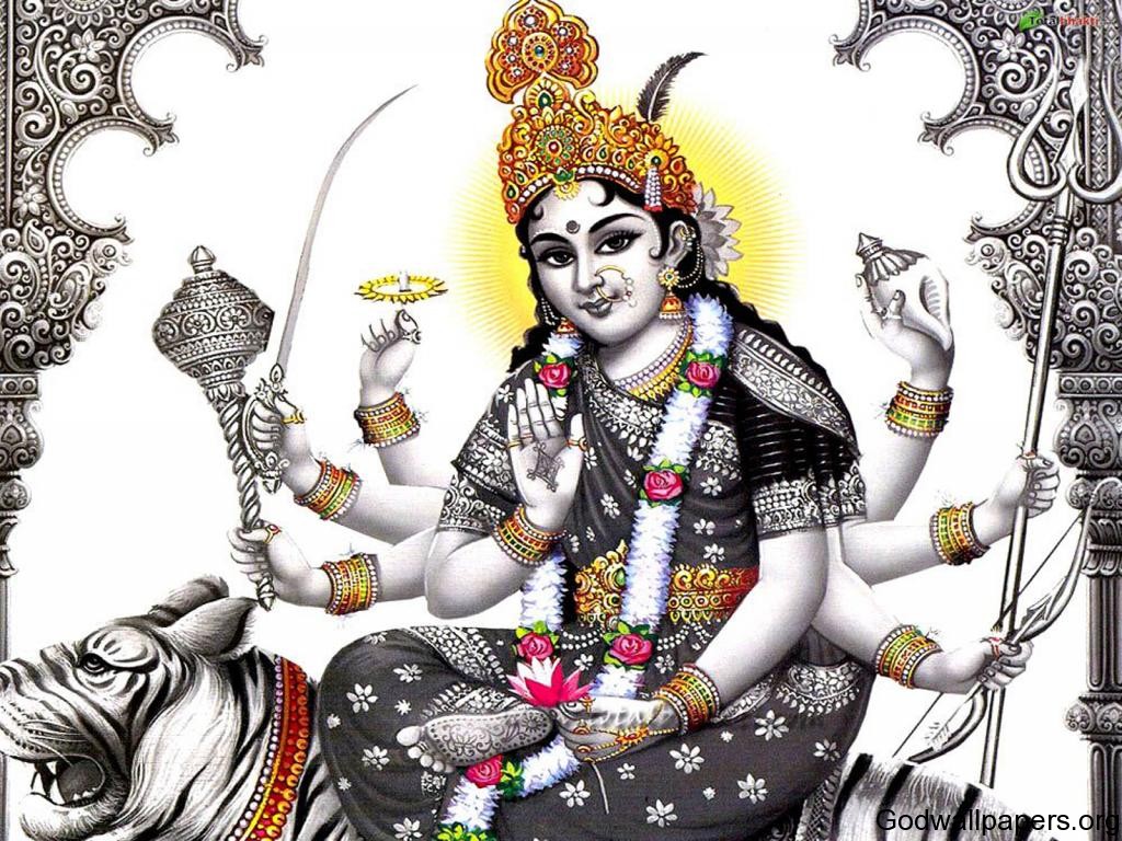 Vaishno Devi Image - Durga Maa Image Black And White , HD Wallpaper & Backgrounds