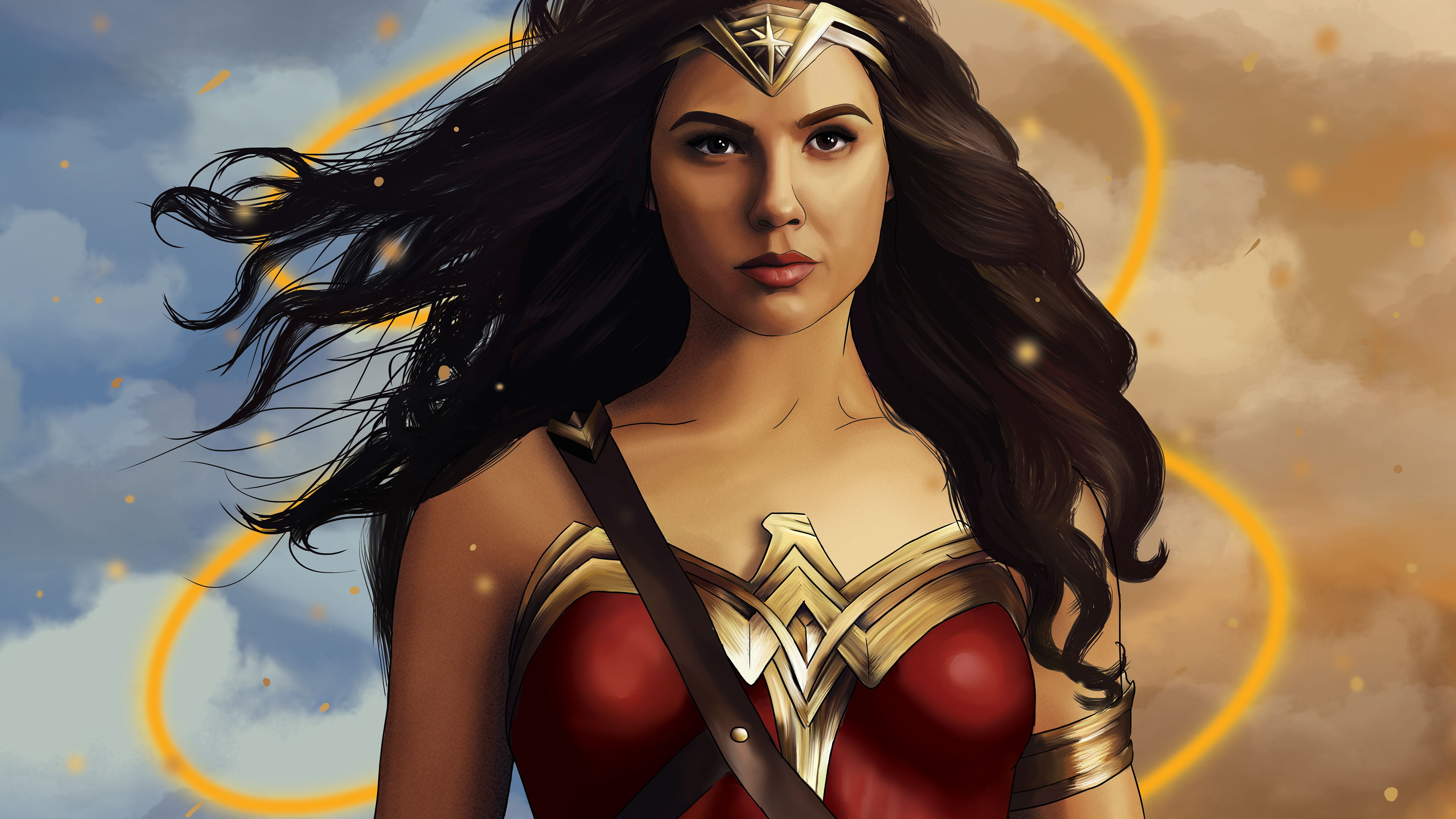 Wonder Woman, Brown Eyes, Dc Comics, Woman Warrior, - Mujer Maravilla Pelicula Completa En Español Latino , HD Wallpaper & Backgrounds