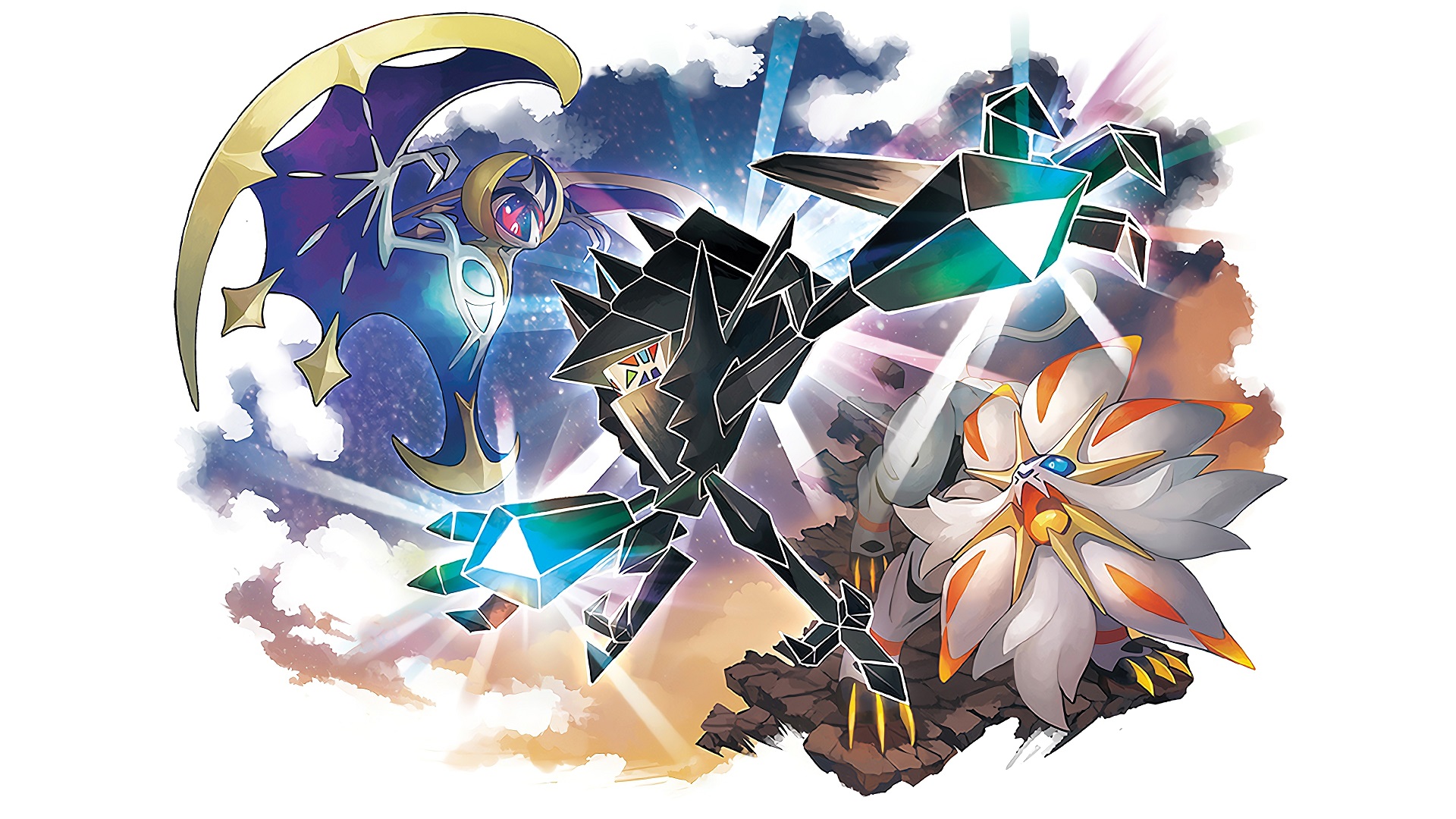 Pokemon Ultra Sun And Moon Desktop Wallpaper - Dusk Mane Necrozma And Dawn Wings Necrozma , HD Wallpaper & Backgrounds