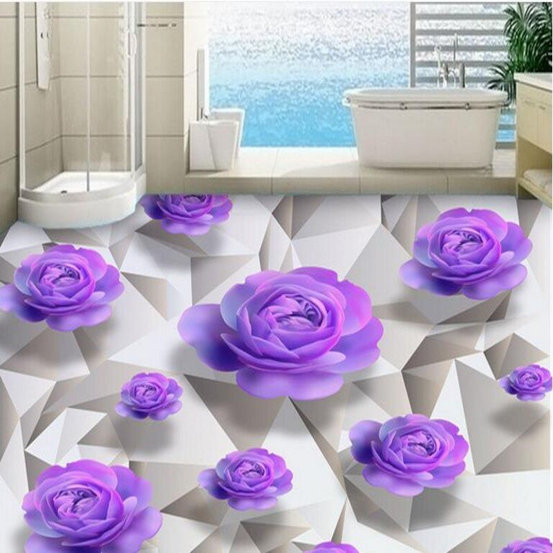 Beibehang Large Custom Wallpaper Purple Rose Romantic - Purple Bathroom , HD Wallpaper & Backgrounds