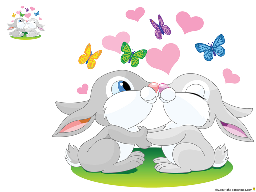 Cartoon Wallpaper Download - Rabbits In Love Cartoon , HD Wallpaper & Backgrounds