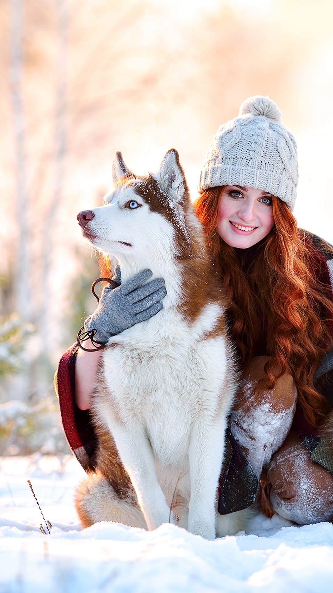 Girl Snow Wallpapers Iphone - Husky , HD Wallpaper & Backgrounds