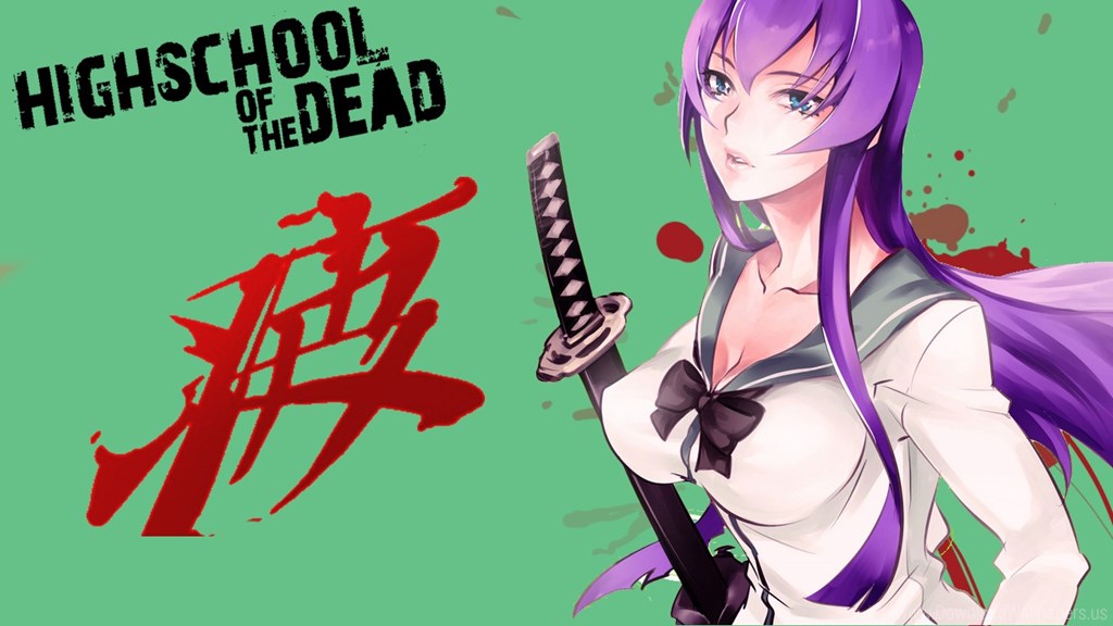 Highschool Of The Dead Purple Hair Girl , HD Wallpaper & Backgrounds