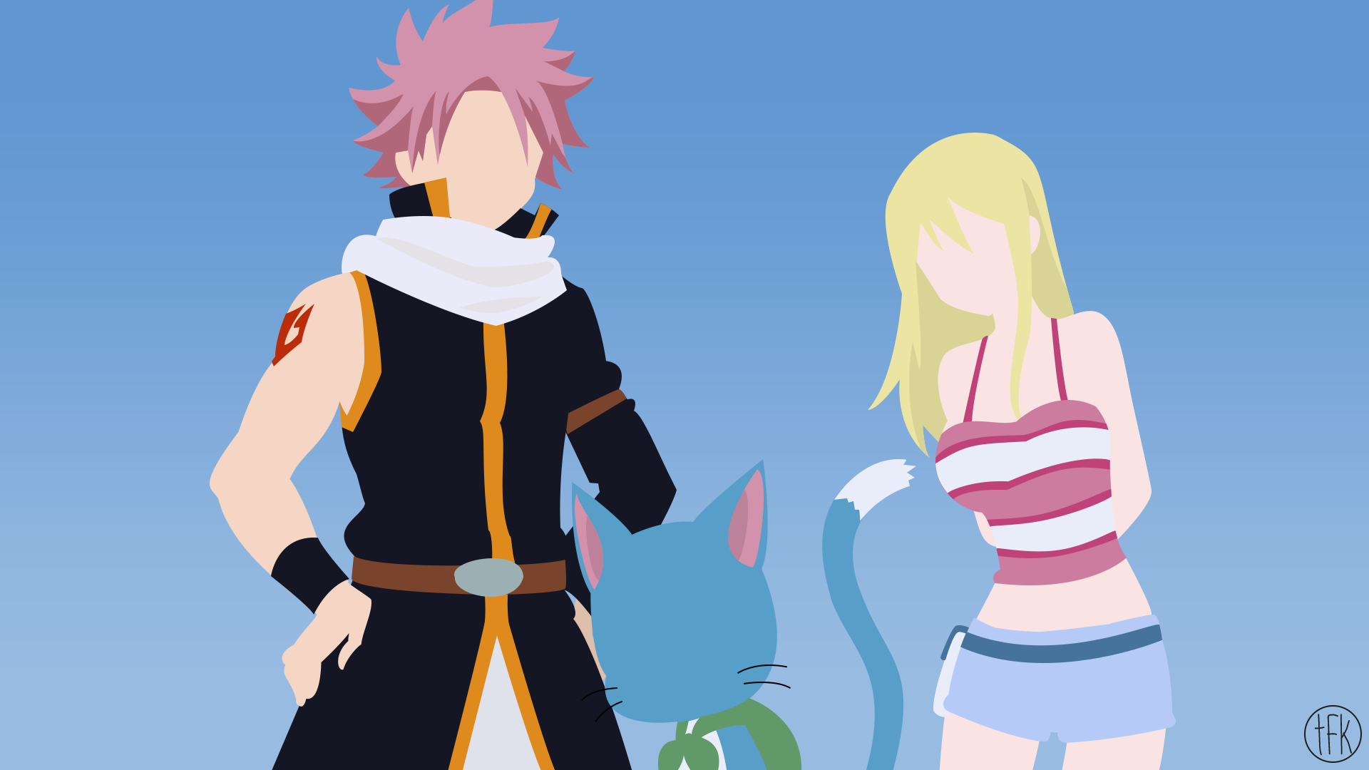 Happy , Lucy Heartfilia, Natsu Dragneel Wallpaper And - Cartoon , HD Wallpaper & Backgrounds