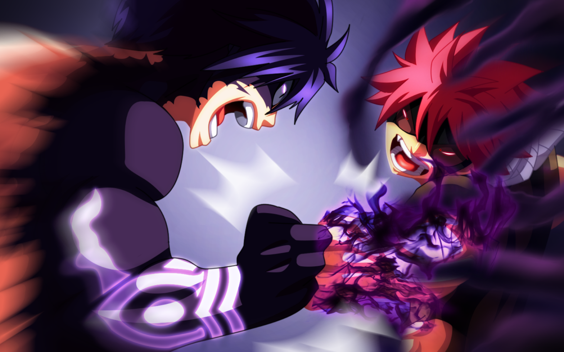 Natsu Dragneel Vs Gray Fullbuster, Battle, Artwork, - Gray Fullbuster Vs Natsu Dragneel , HD Wallpaper & Backgrounds