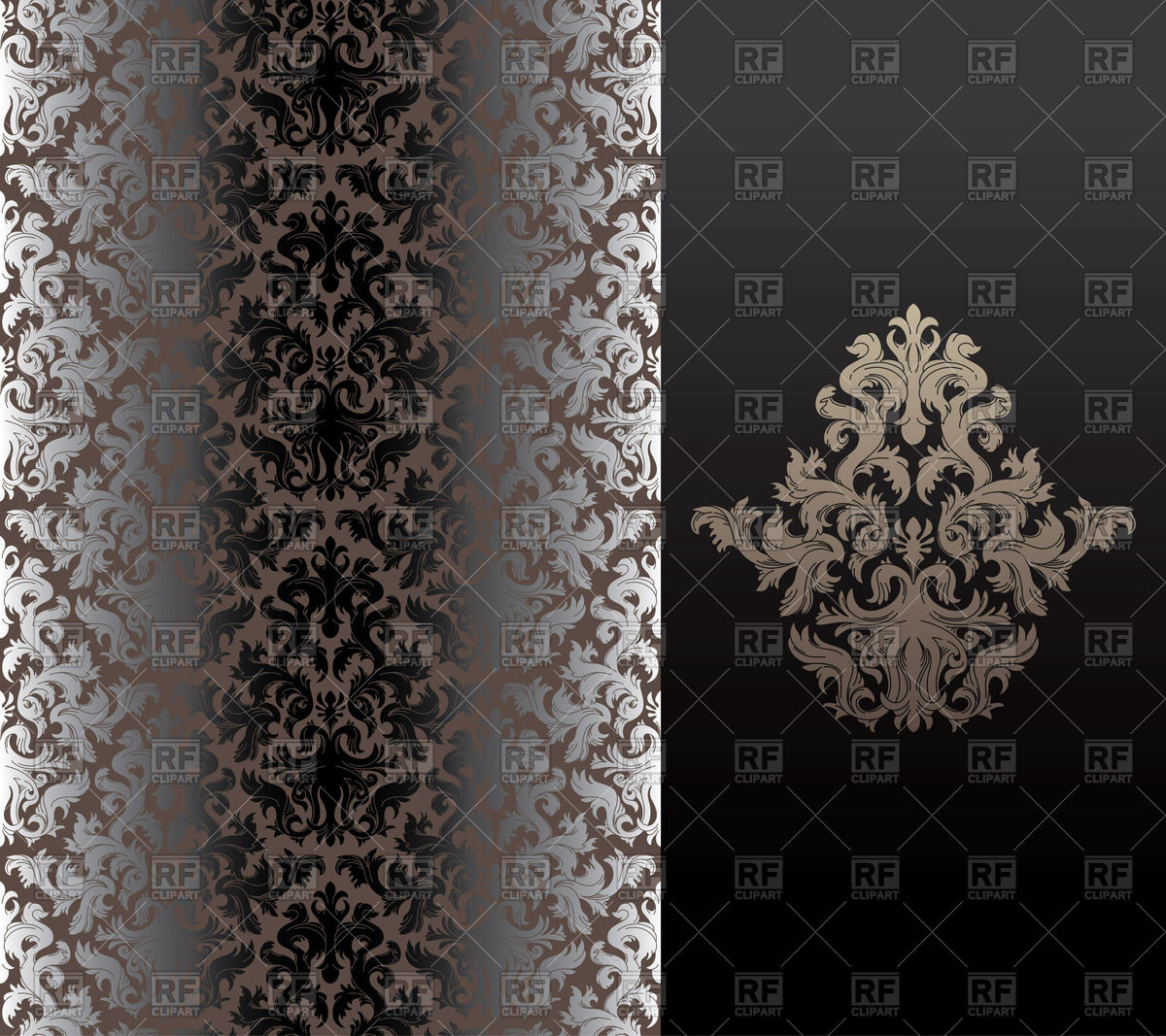 Seamless Black Damask Wallpaper Vector Image Vector - Ornament , HD Wallpaper & Backgrounds