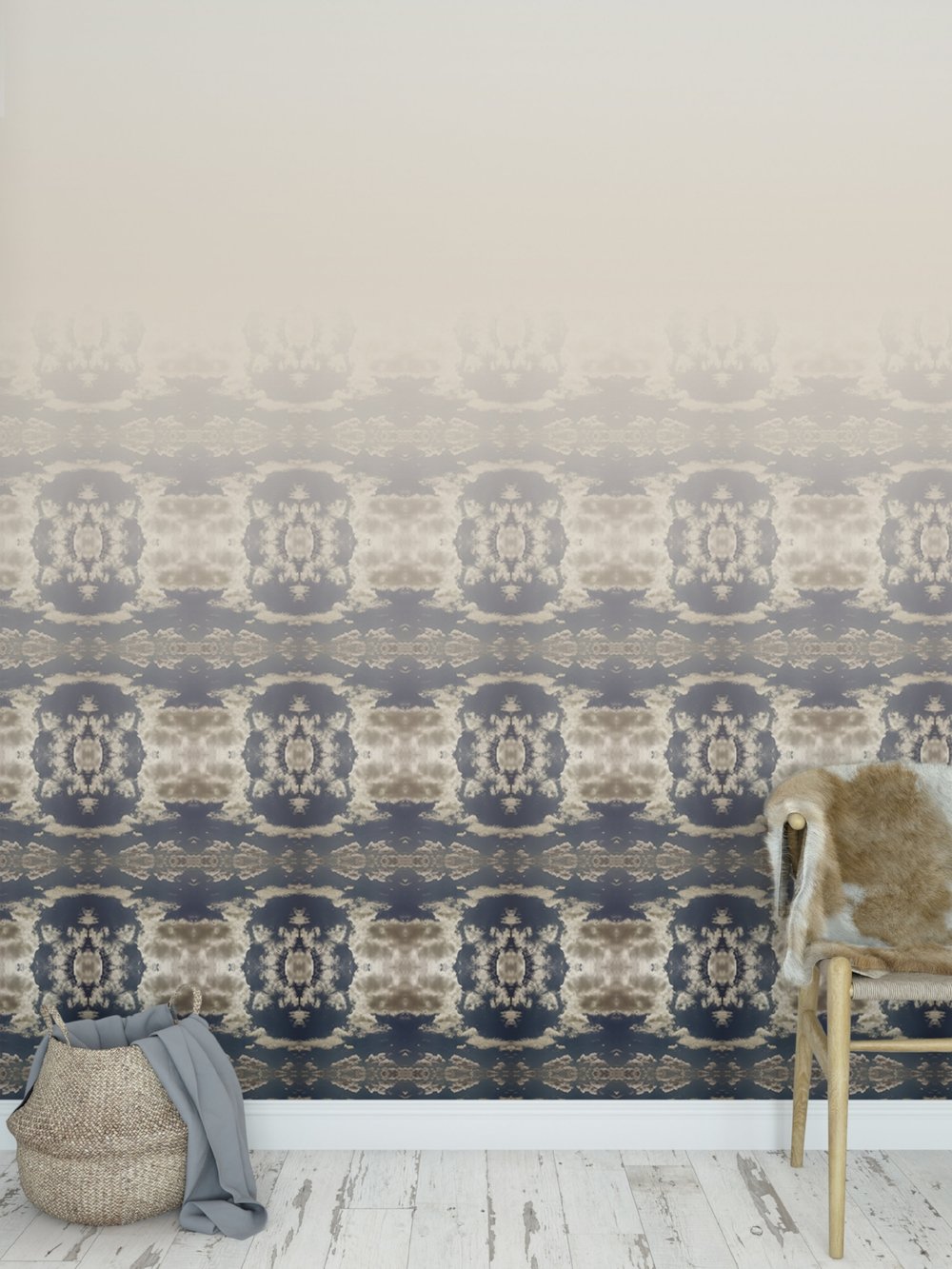 Cloud Rococo Ombre Wallpaper Panels, Moody Blue , HD Wallpaper & Backgrounds