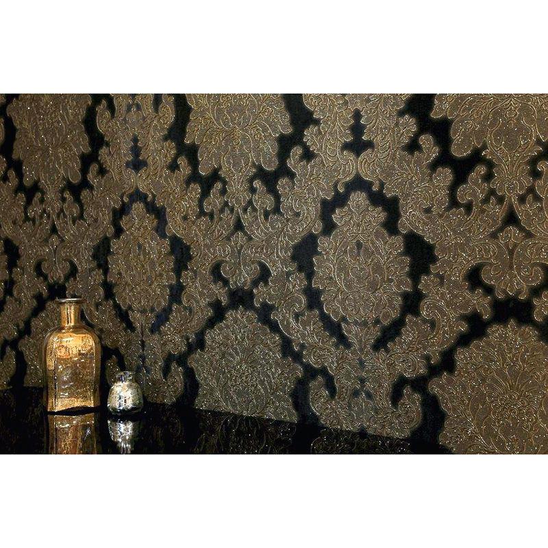 Black Damask Wallpaper Damask Wallpaper Black Black - Gold Black Sparkle Wallpaper Damask , HD Wallpaper & Backgrounds
