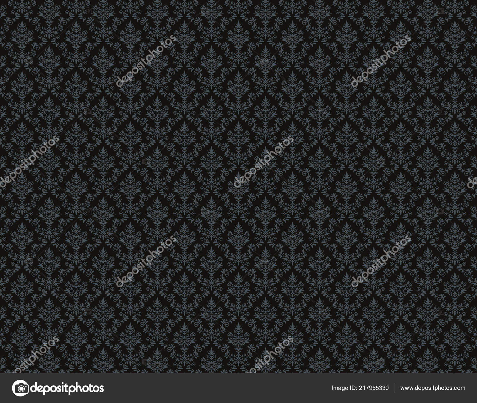 Black Damask Wallpaper Floral Patterns Stock Image - Фон С Повторяющимся Рисунком , HD Wallpaper & Backgrounds