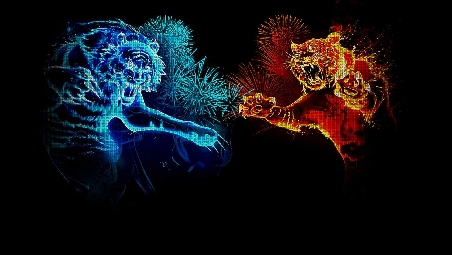 Abstract Animals Wallpapers Hd - Fire And Ice Tigers , HD Wallpaper & Backgrounds