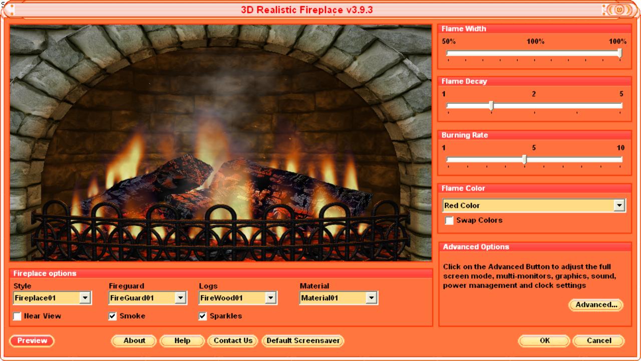 Fireplace Screen Savers - 3d Realistic Fireplace Screensaver , HD Wallpaper & Backgrounds