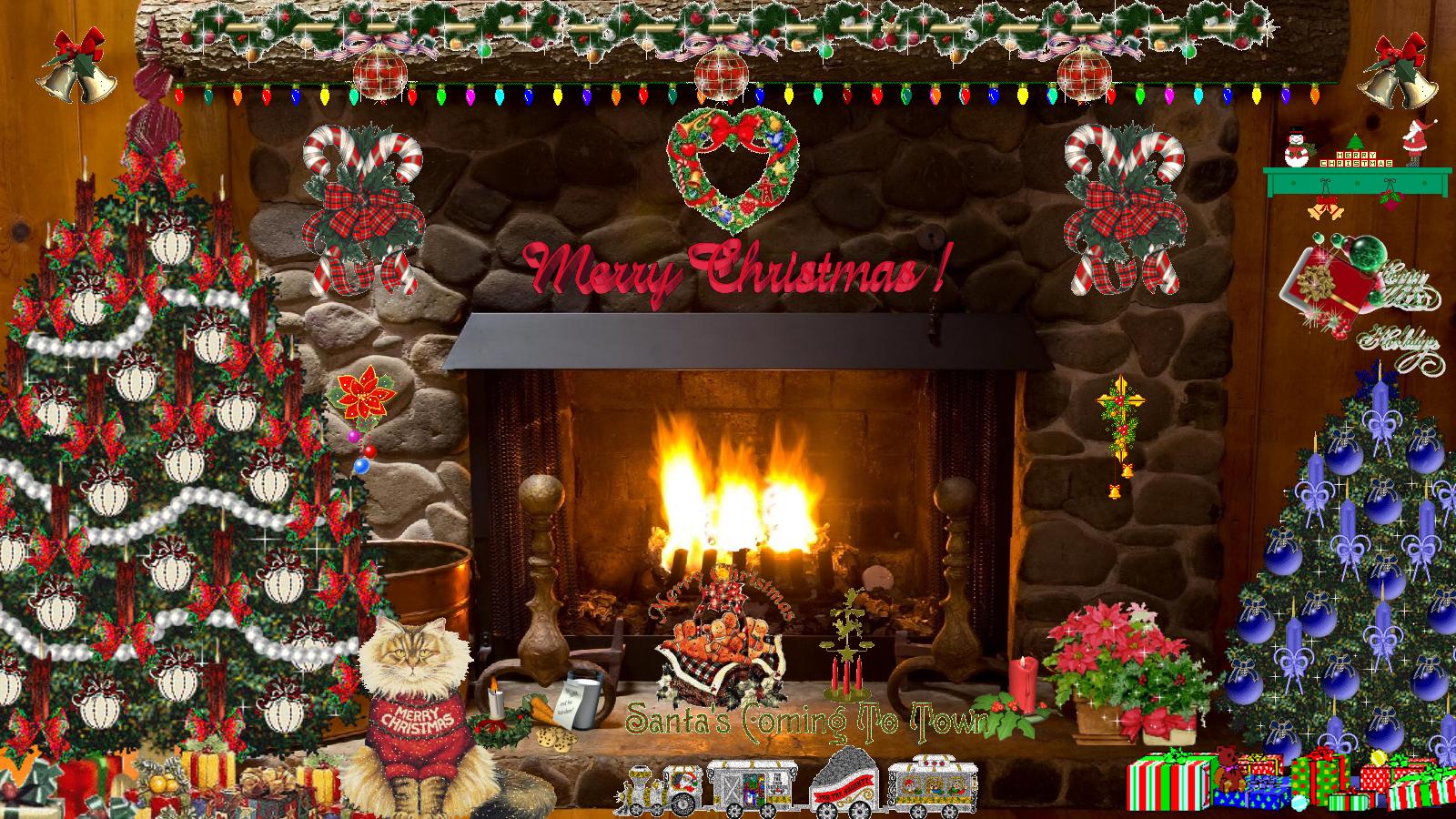 Christmas Fireplace Wallpaper Related Keywords - Merry Christmas Animated Fireplace , HD Wallpaper & Backgrounds