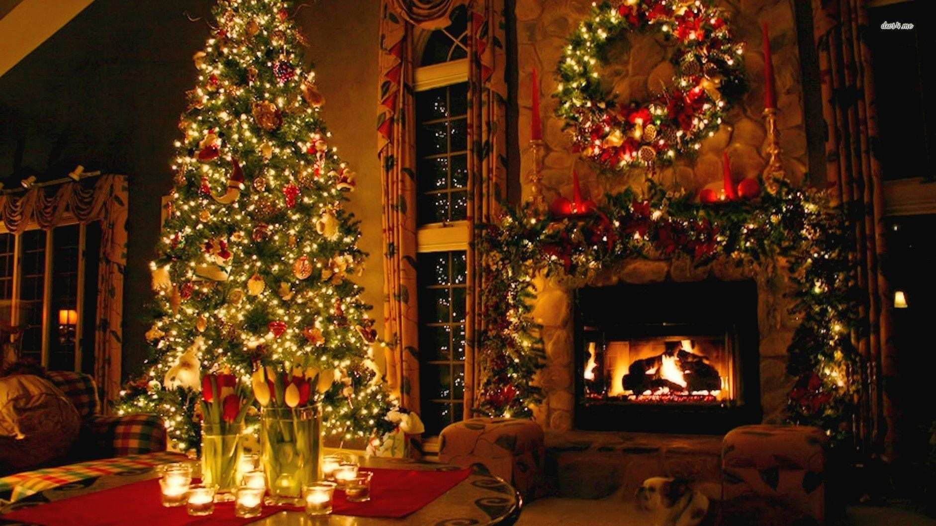 Christmas Fireplace Backgrounds Wallpaper Cave - Christmas Fireplace , HD Wallpaper & Backgrounds
