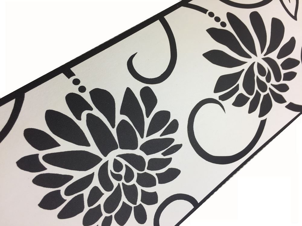 Details About Vinyl Black White Floral Wallpaper Border - Lampshade , HD Wallpaper & Backgrounds