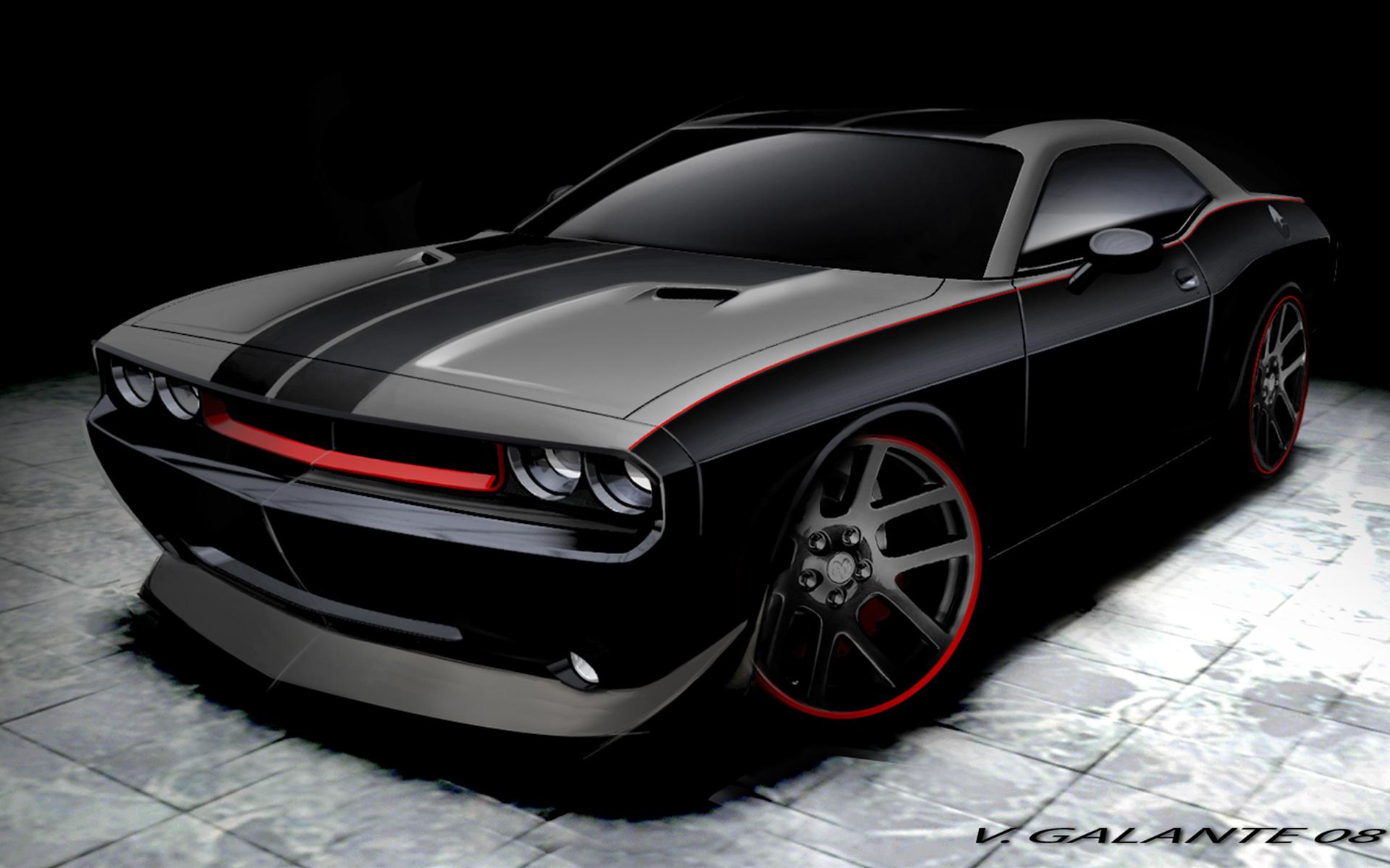 Dodge Challenger Back Black Dodge Sports Car 343950