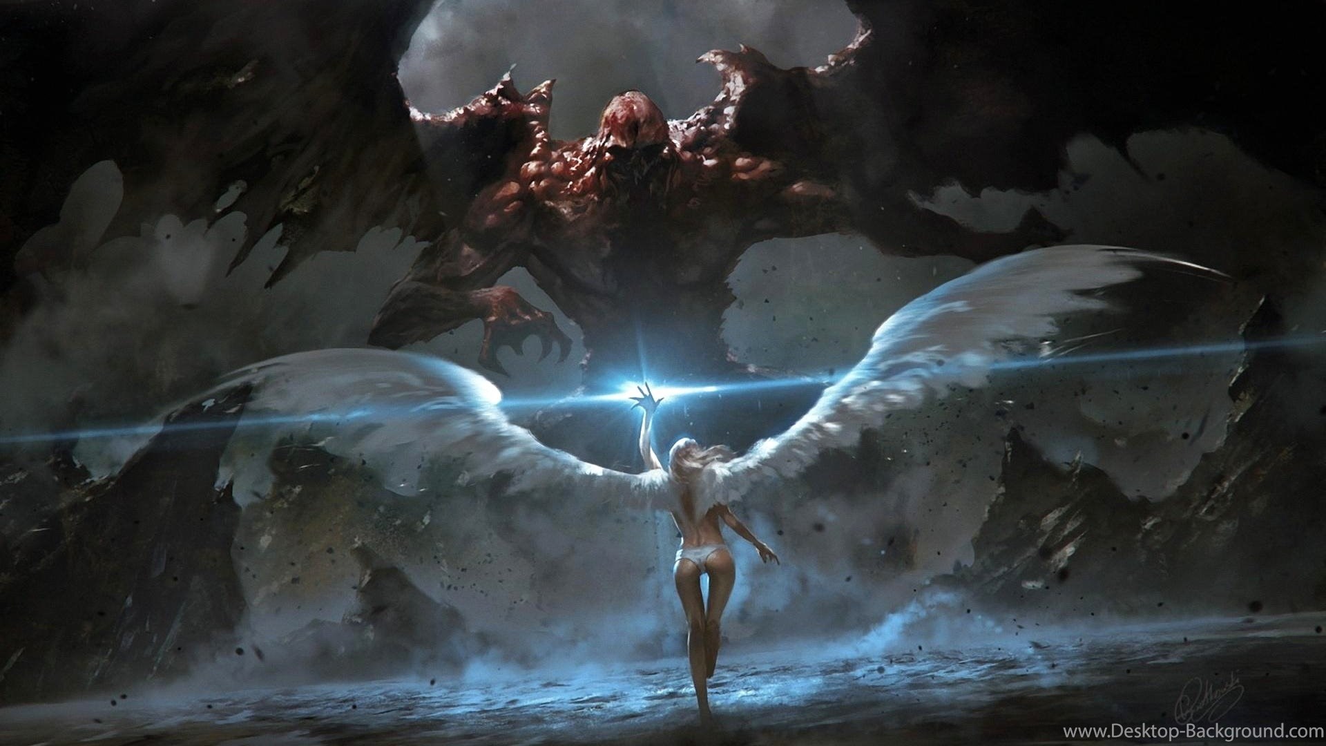Popular - Angel And Devil Fight , HD Wallpaper & Backgrounds