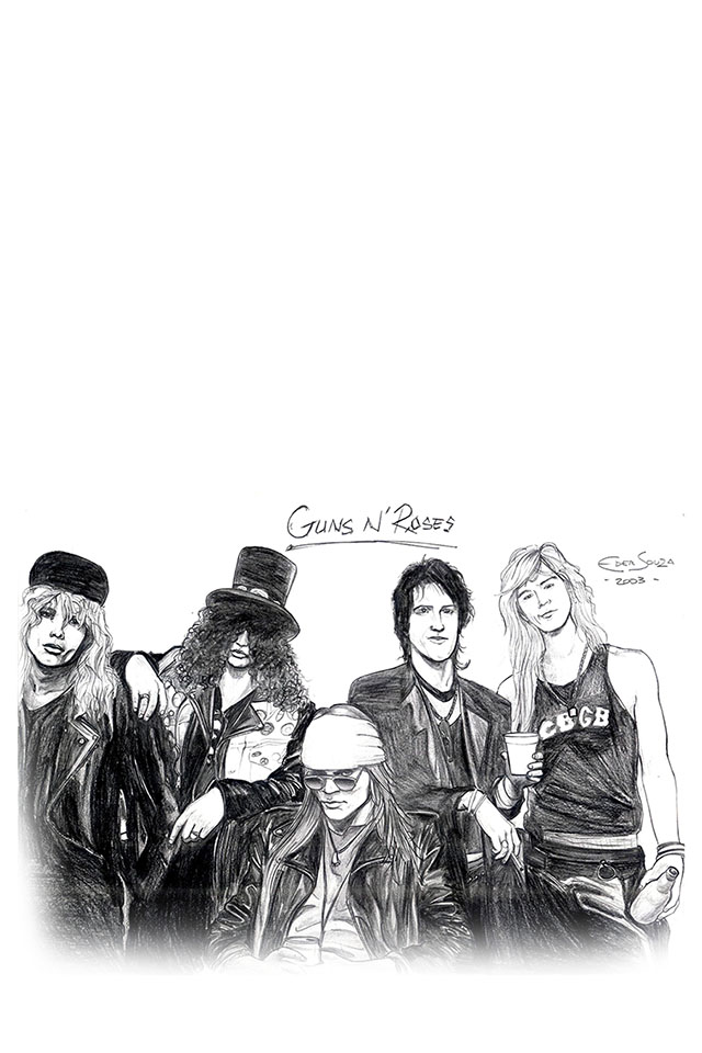 Com Apple Wallpaper Guns N Roses Illust Iphone4 - Gun N Roses Cartoon , HD Wallpaper & Backgrounds