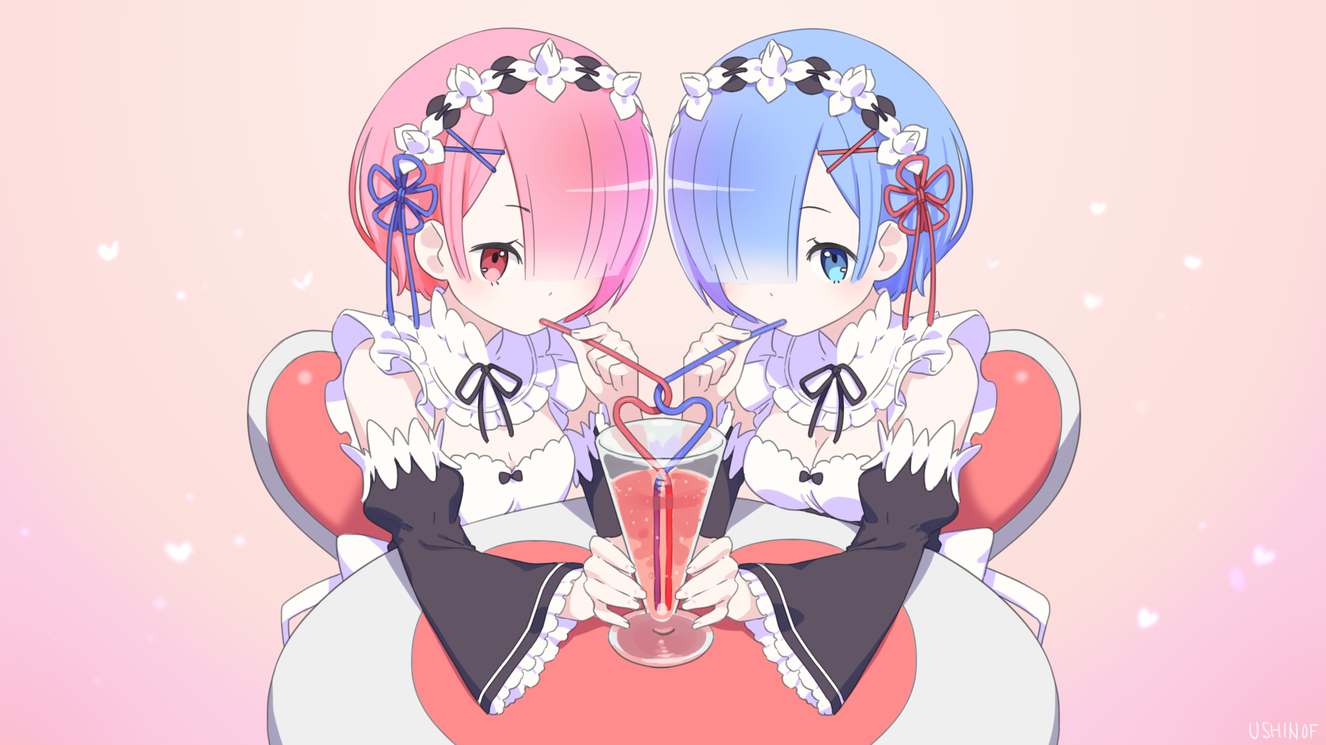 Anime Anime Anime Girls Anime Girls Eating Pink Re - Ram Wallpaper Re Zero , HD Wallpaper & Backgrounds