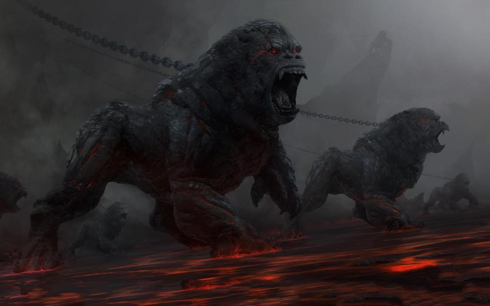 Gorillas From Hell Wallpaper - Hell Monsters , HD Wallpaper & Backgrounds