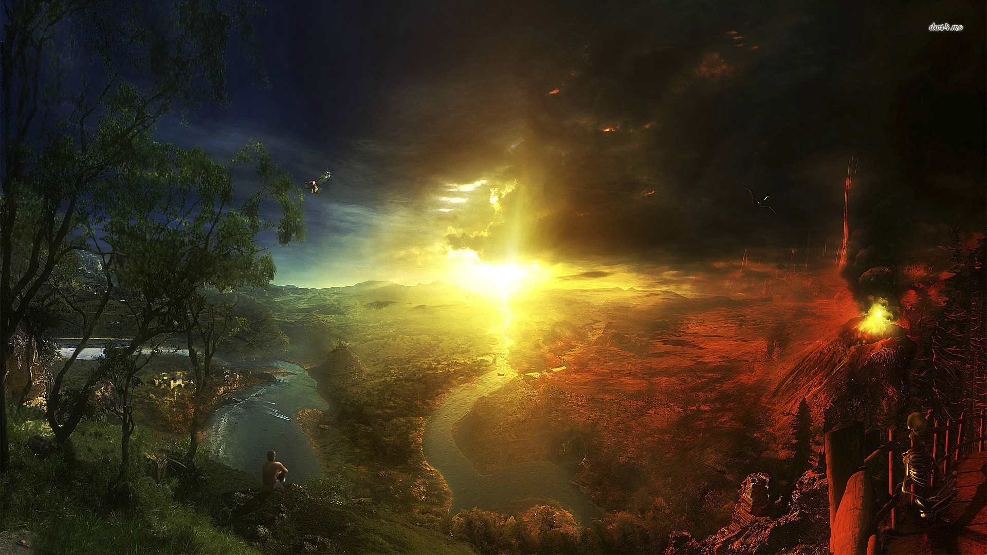 Heaven And Hell Wallpaper - Hell And Heaven Fantasy , HD Wallpaper & Backgrounds