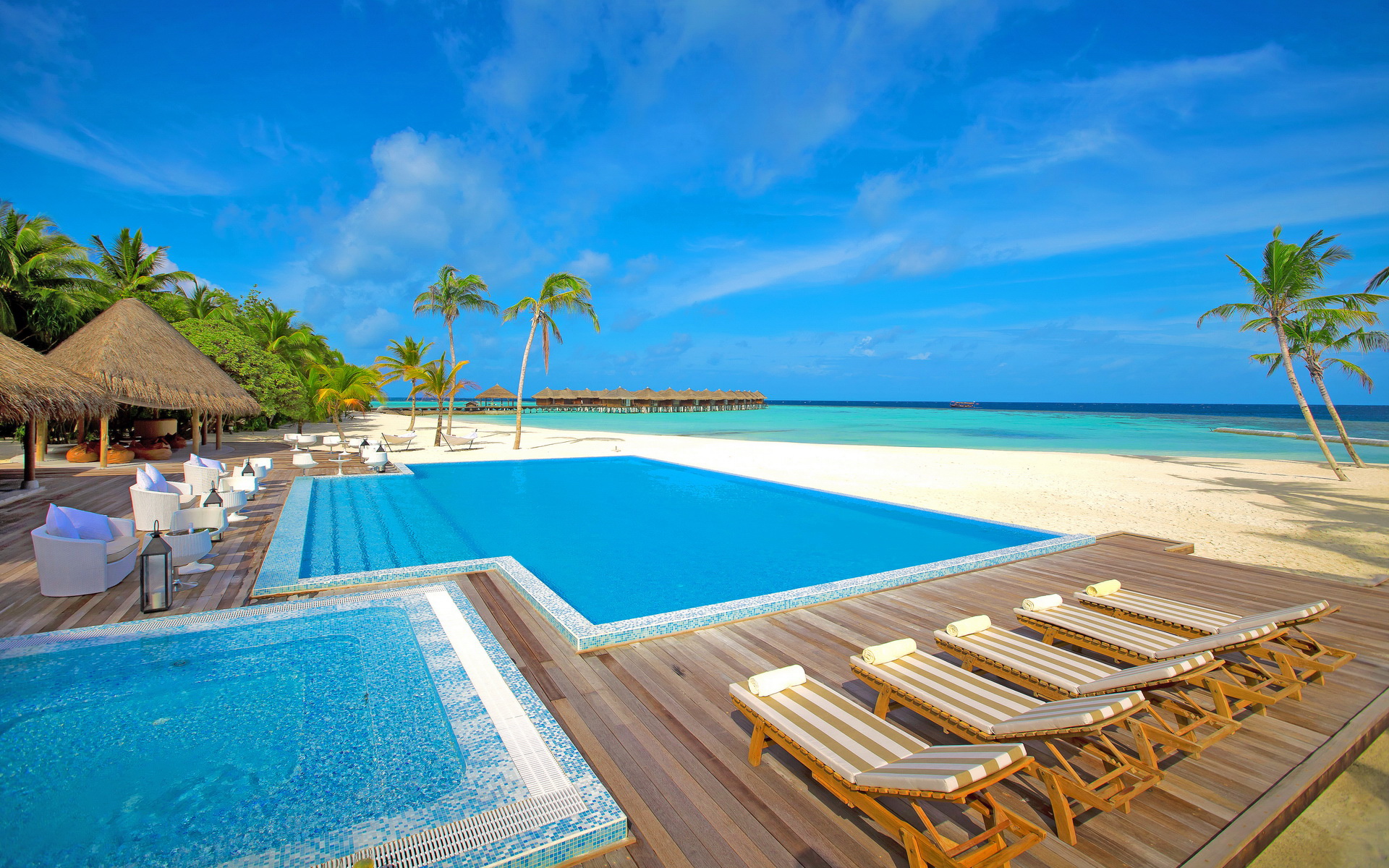 Pool Resort Maldives - Rose Gold Windows Laptop , HD Wallpaper & Backgrounds