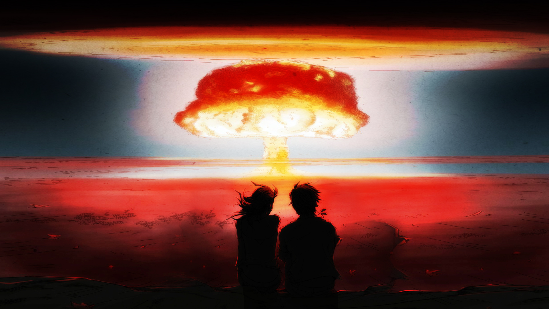 Nuclear Blast Bomb Explosion Anime Drawing Mushroom - Anime Nuclear Explosion , HD Wallpaper & Backgrounds
