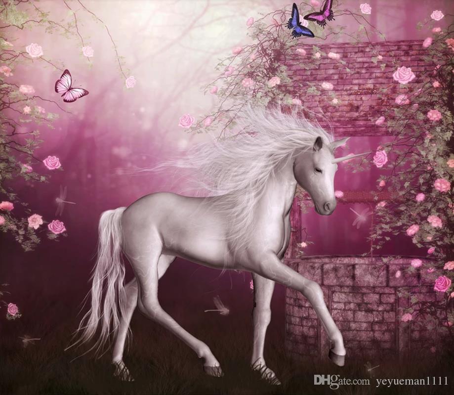 Custom Modern Wallpaper White Horse Wallpaper For Walls - Unicorn Roller Blind , HD Wallpaper & Backgrounds
