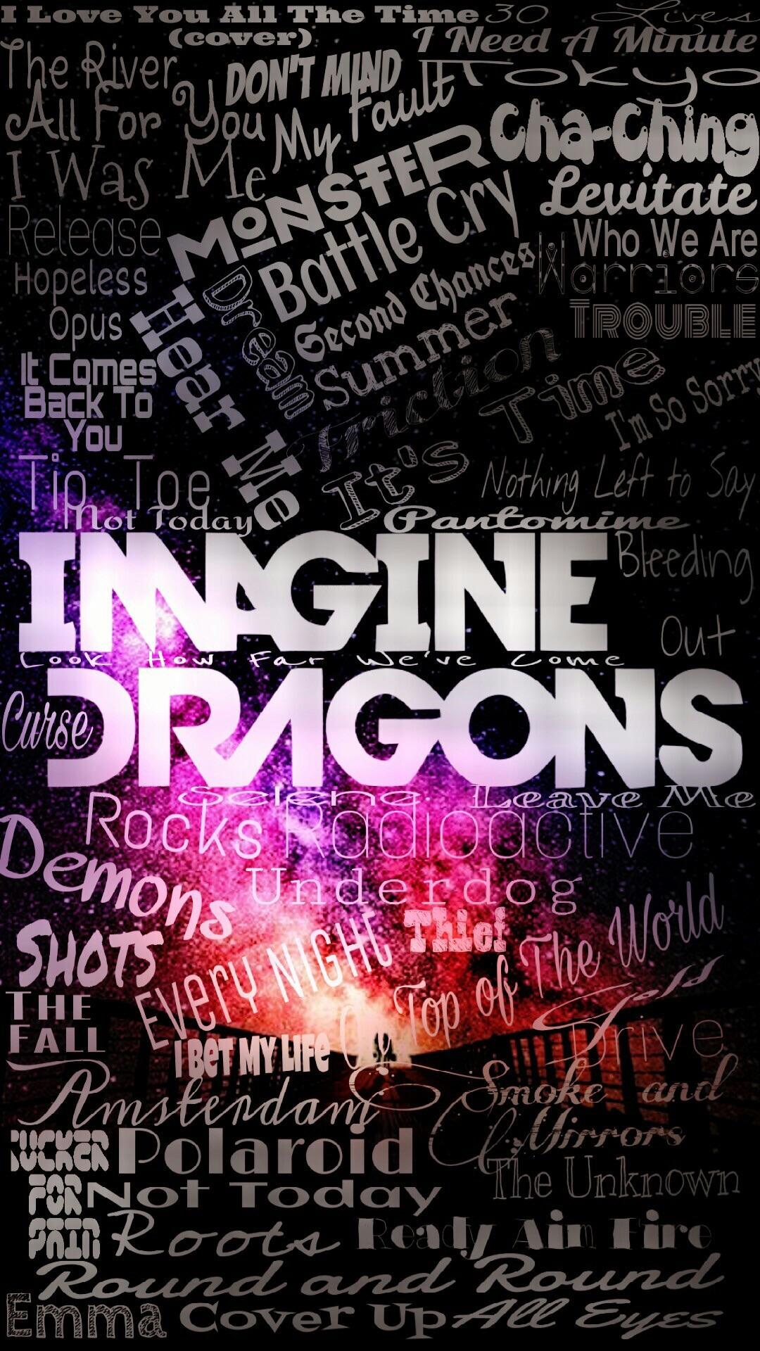 An Imagine Dragons Wallpaper With Most Of Their Songs - Imagine Dragons Wallpaper Phone , HD Wallpaper & Backgrounds