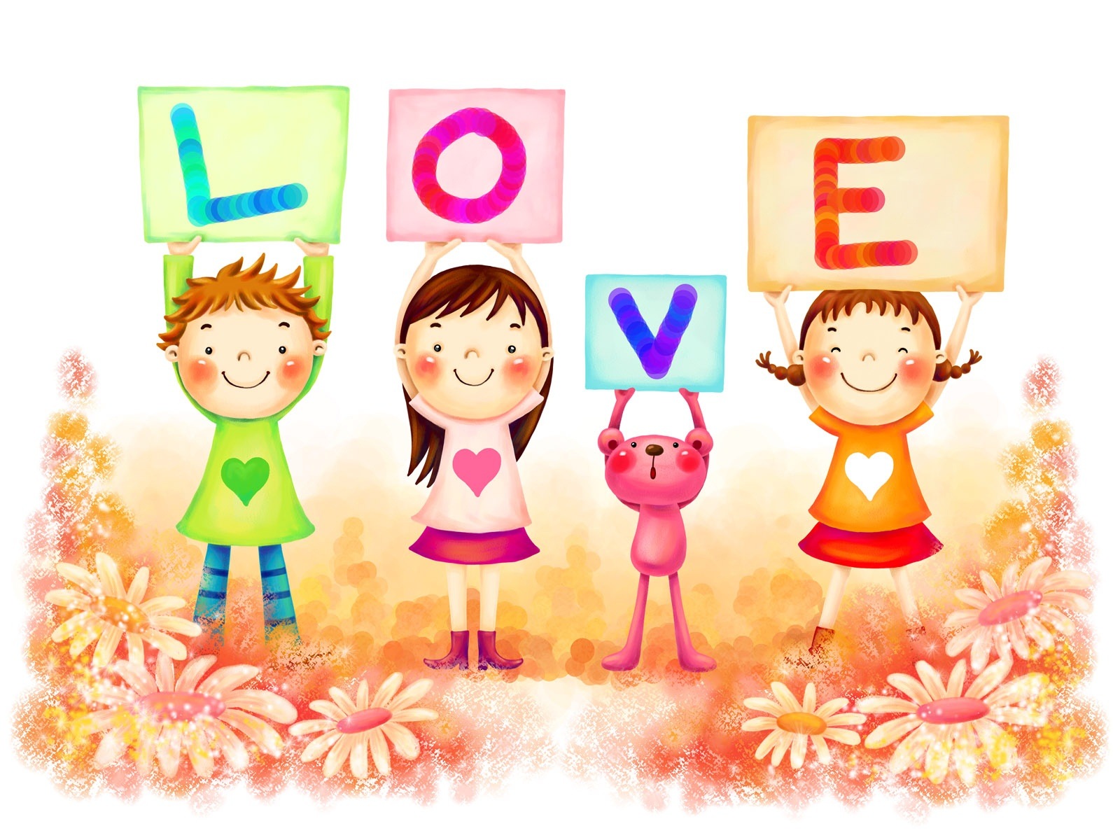 Girly Girl Wallpaper - Love Each Other Cartoon , HD Wallpaper & Backgrounds