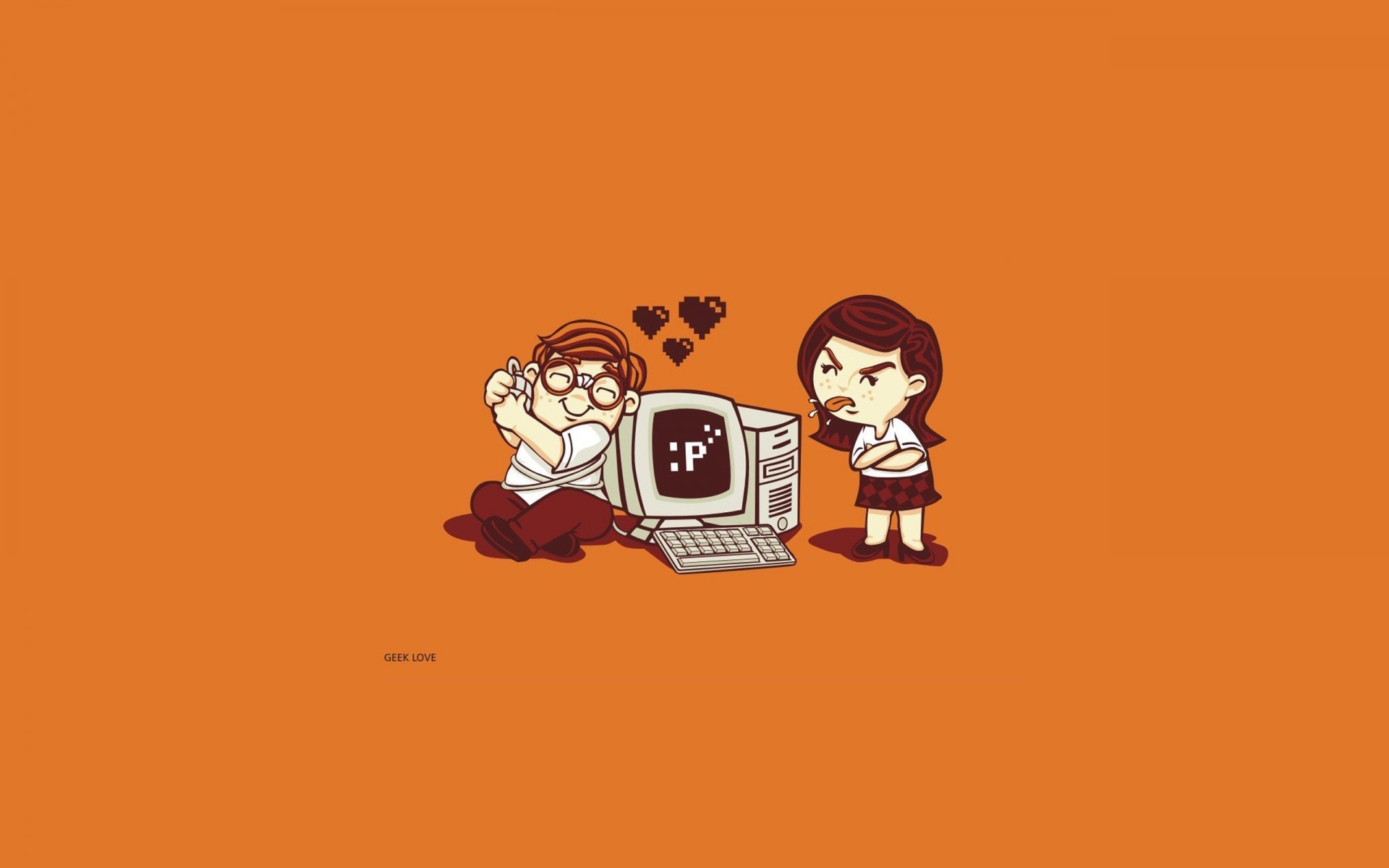 Guy Girl Computer Relationship Love Geek Love - Geek Wallpaper 4k , HD Wallpaper & Backgrounds