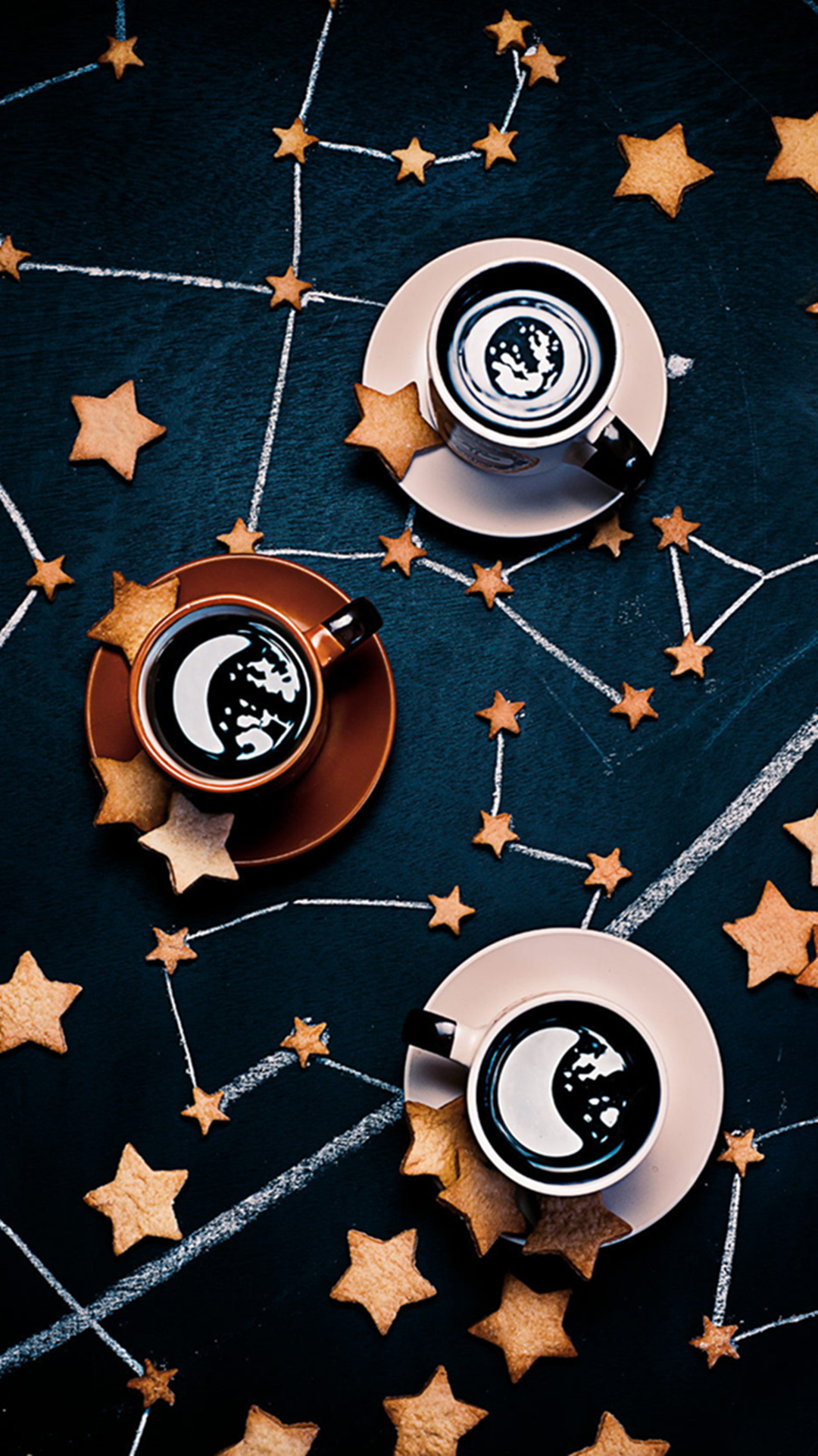 A Galaxy Of Coffee With Star Shaped Cookies Mobile - Coffee Wallpaper Phone Hd , HD Wallpaper & Backgrounds