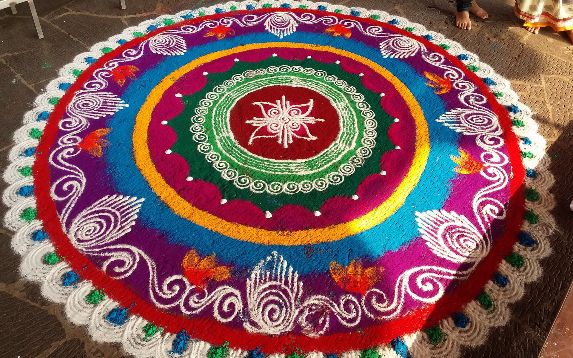 Rangoli Is A Indian Art Of Floor Decorations With Color - Circle , HD Wallpaper & Backgrounds