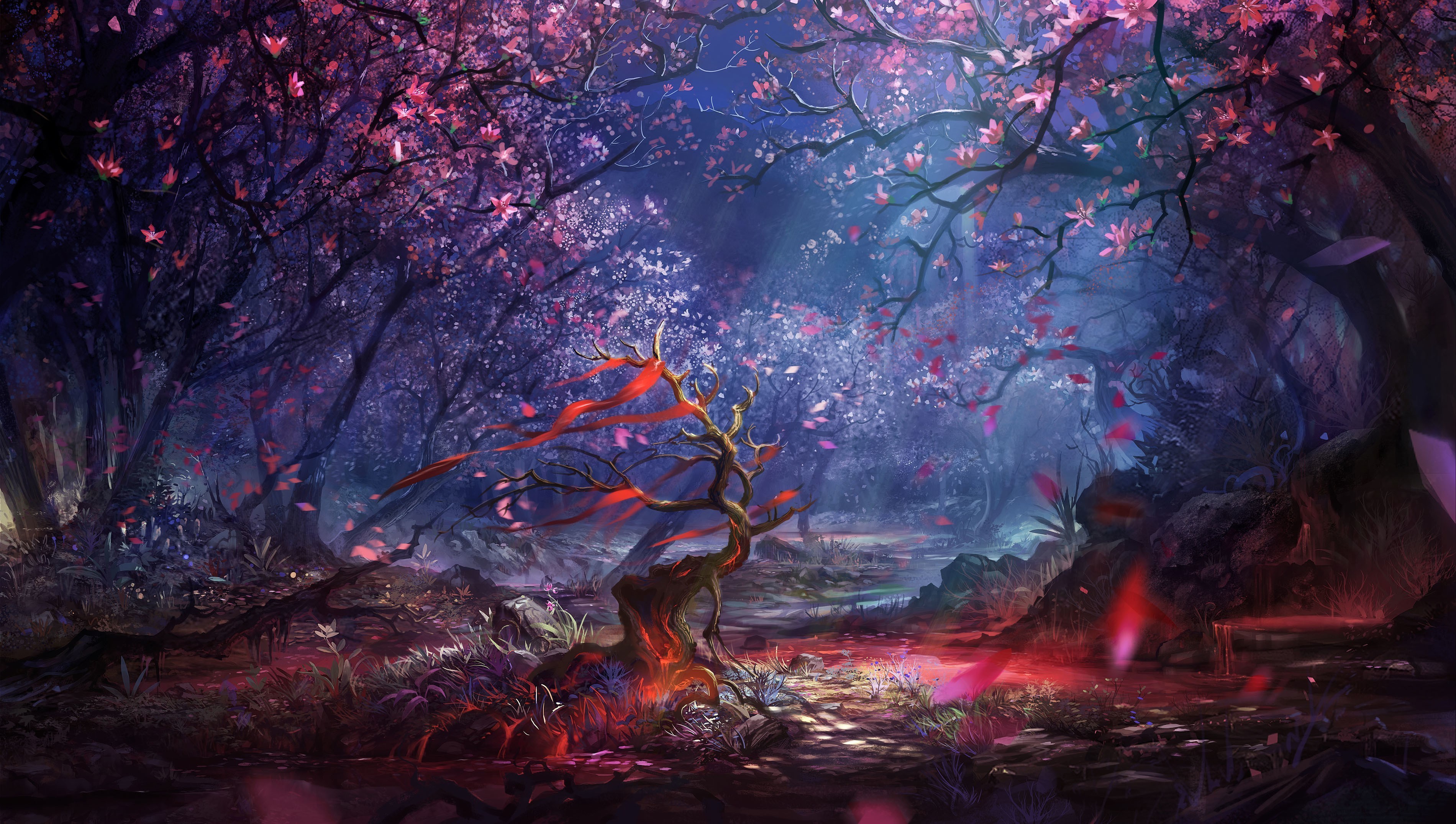 Download Beautiful Forest Art Hd Wallpapers In Screen - Fantasy Forest , HD Wallpaper & Backgrounds