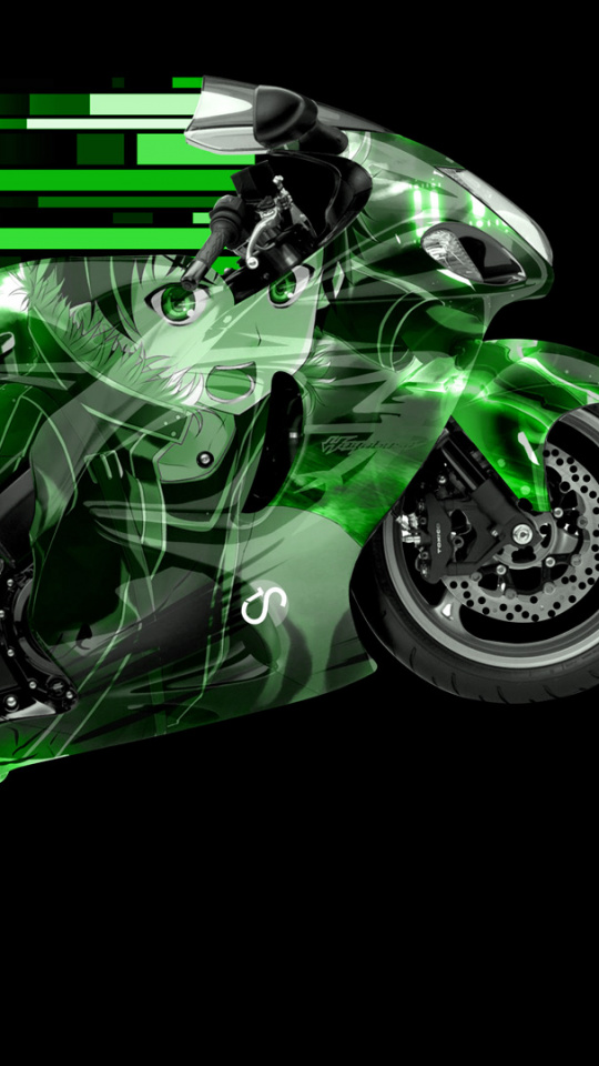 Car, Aerography, Green, Kawasaki Motorcycles, Suzuki - Imagenes De Motos Anime , HD Wallpaper & Backgrounds