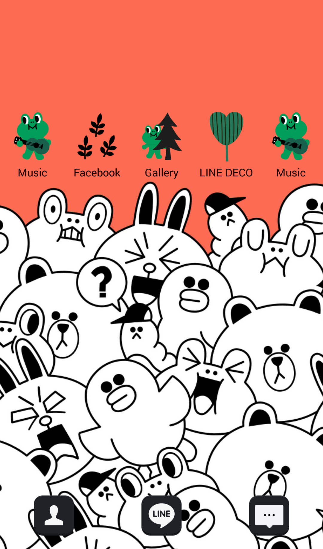 Line Friends Wallpaper - Line Friends Black And White , HD Wallpaper & Backgrounds