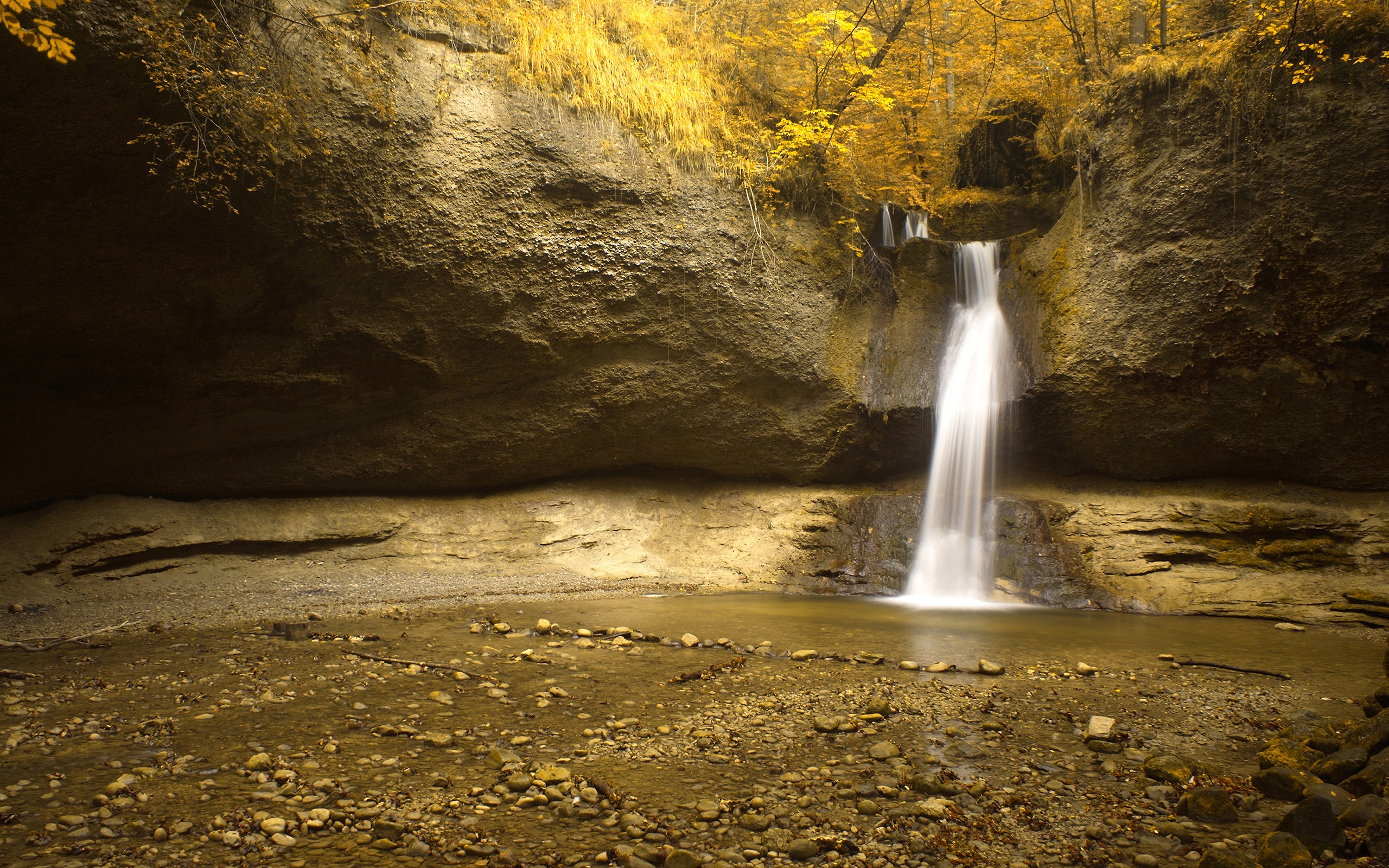 Waterfalls Forest Falls Stones Autumn Nature Eden Mountains - Beautiful Images High Resolution , HD Wallpaper & Backgrounds