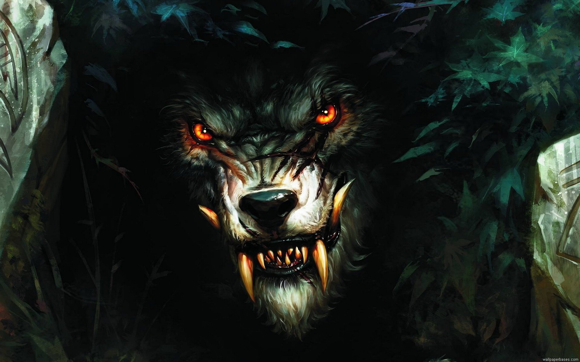 Hd Wallpaper - Scary Wolf , HD Wallpaper & Backgrounds