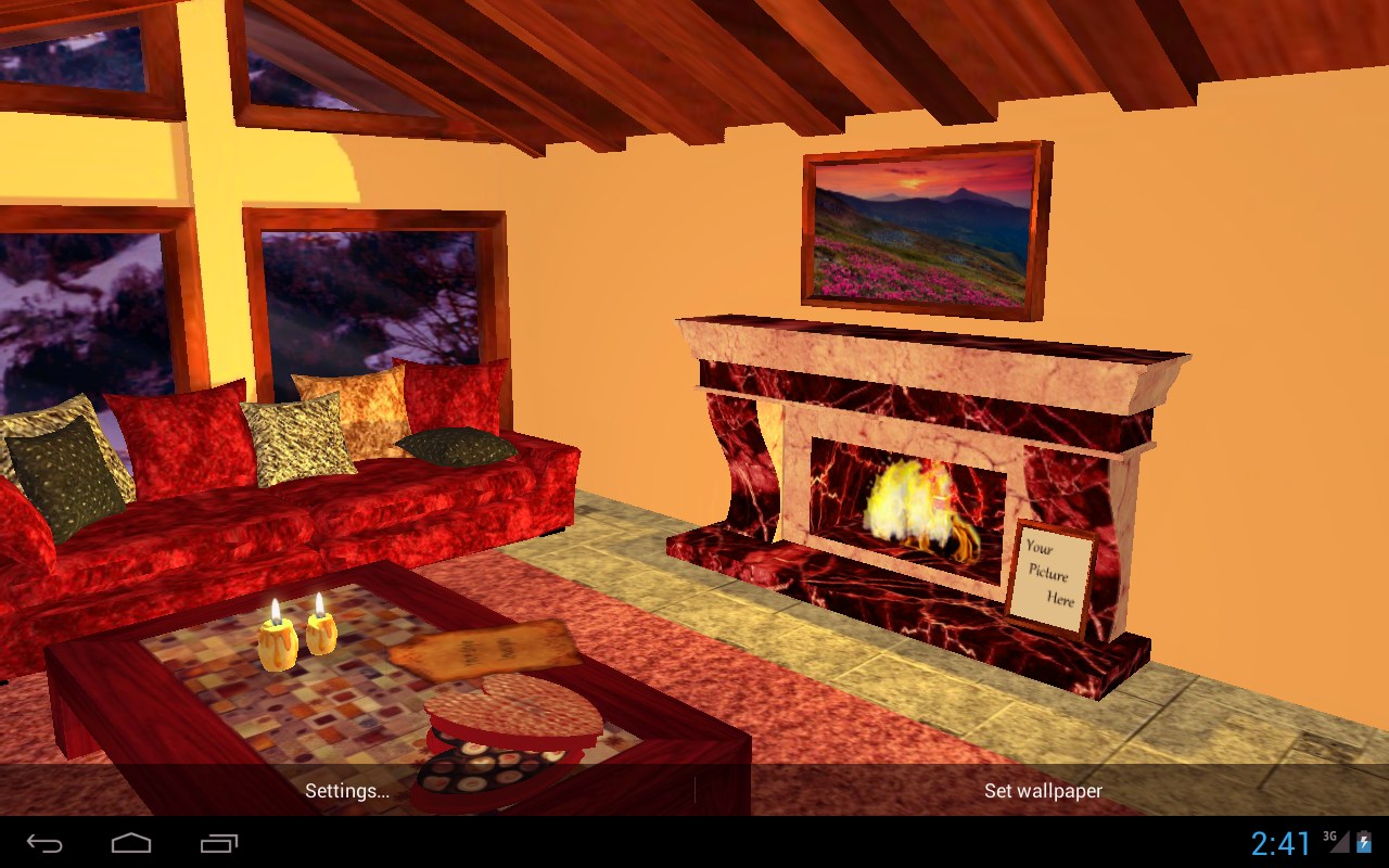 3d Romantic Fireplace Live Wallpaper Hd Android Apps - Living Room , HD Wallpaper & Backgrounds