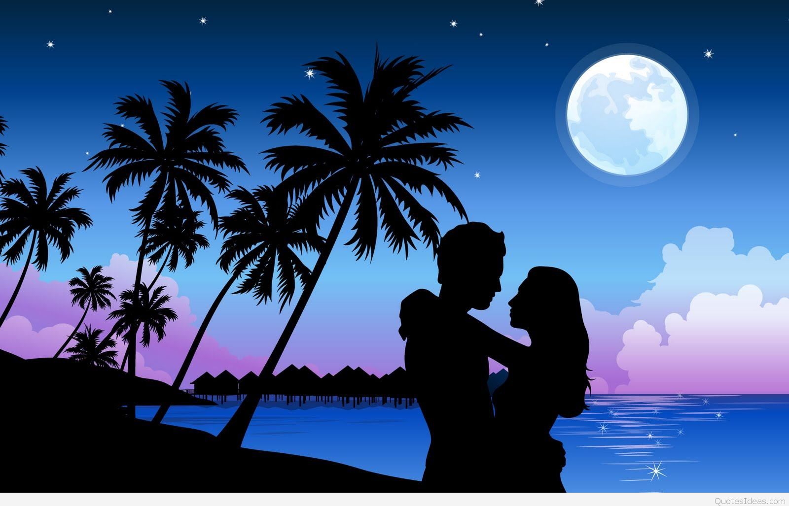 Romantic Couple In Moonlight , HD Wallpaper & Backgrounds