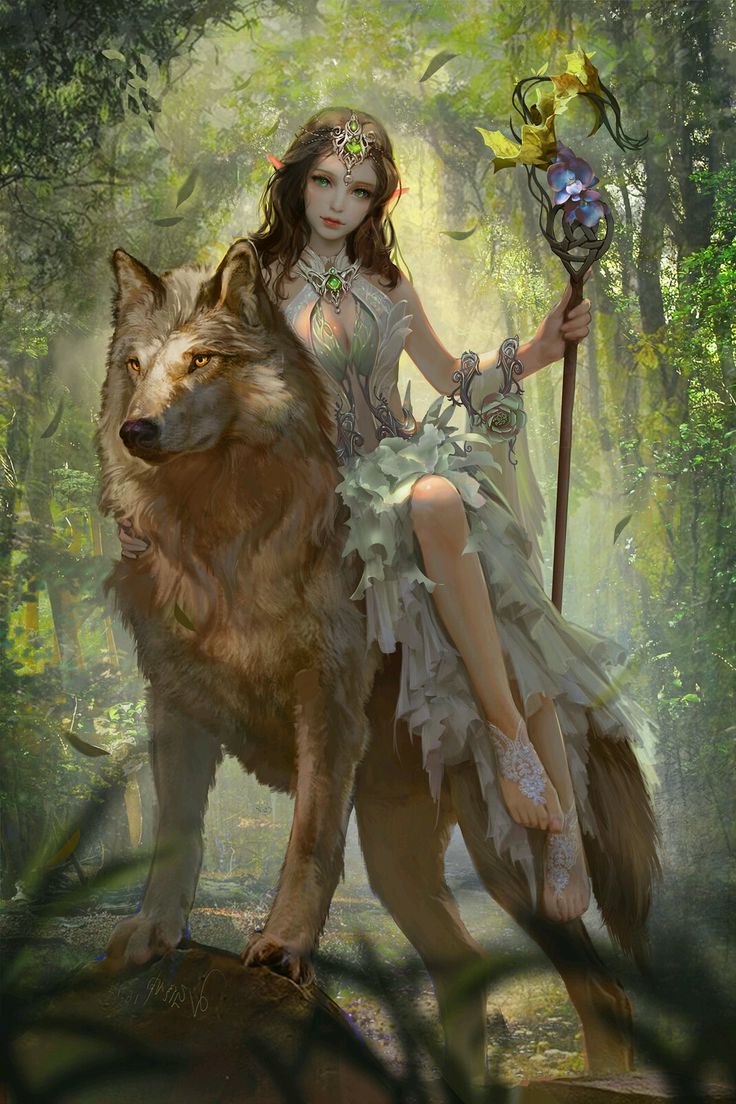 Fantasy Elf And Wolf Wallpaper Iphone Resolution - Wolf Elf , HD Wallpaper & Backgrounds