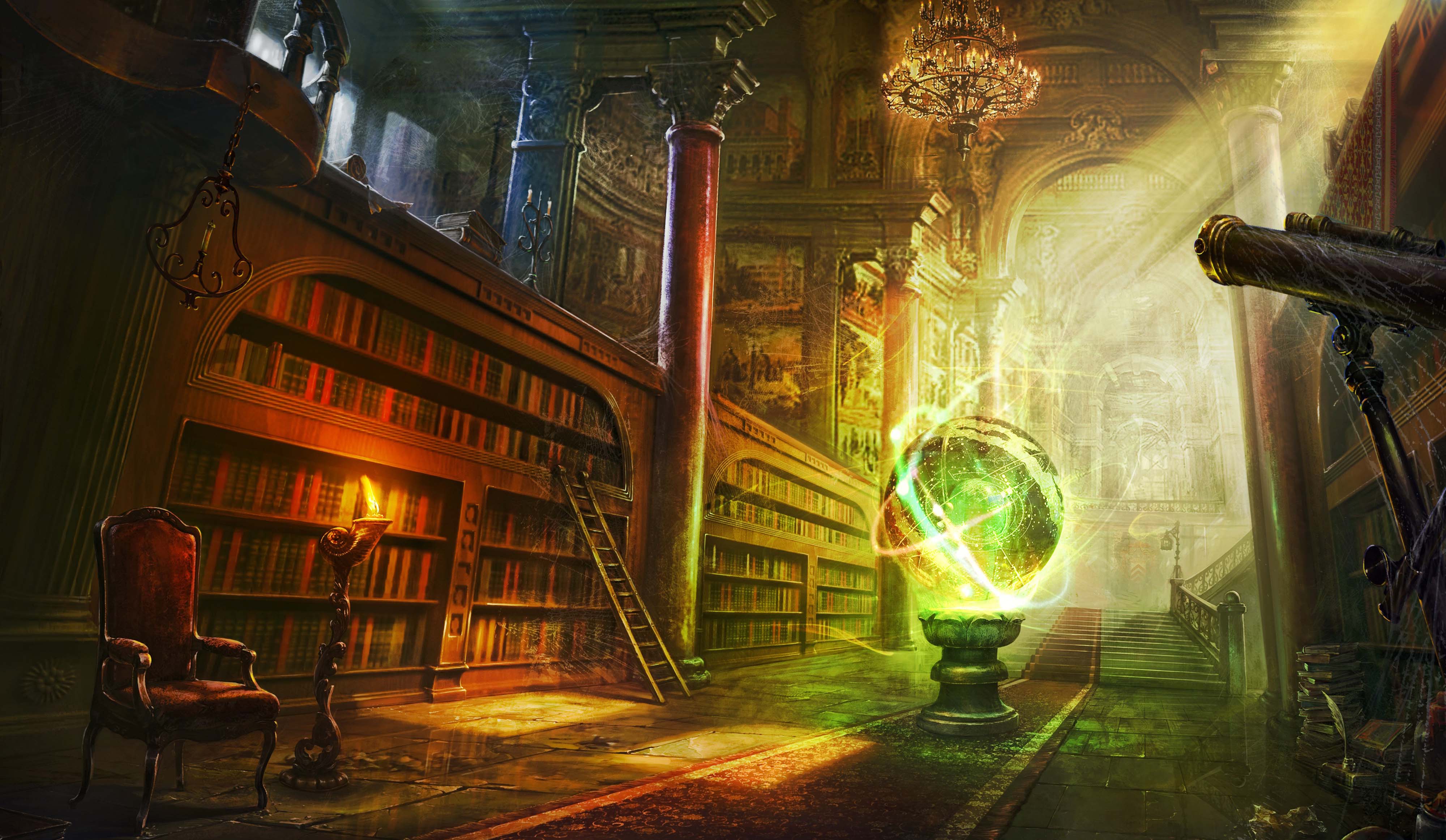 Fantasy Library , HD Wallpaper & Backgrounds