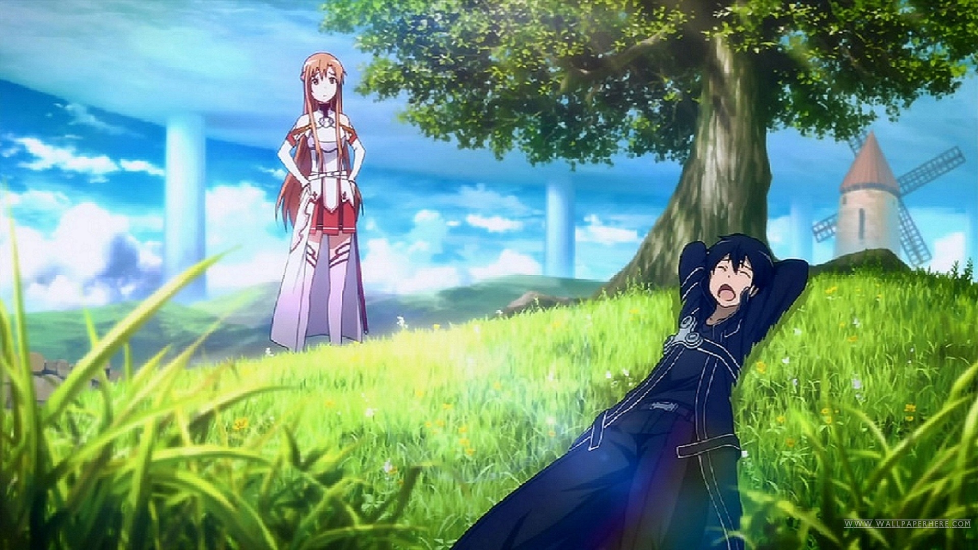 Sword Art Online Wallpaper - Kirito And Asuna Tree , HD Wallpaper & Backgrounds