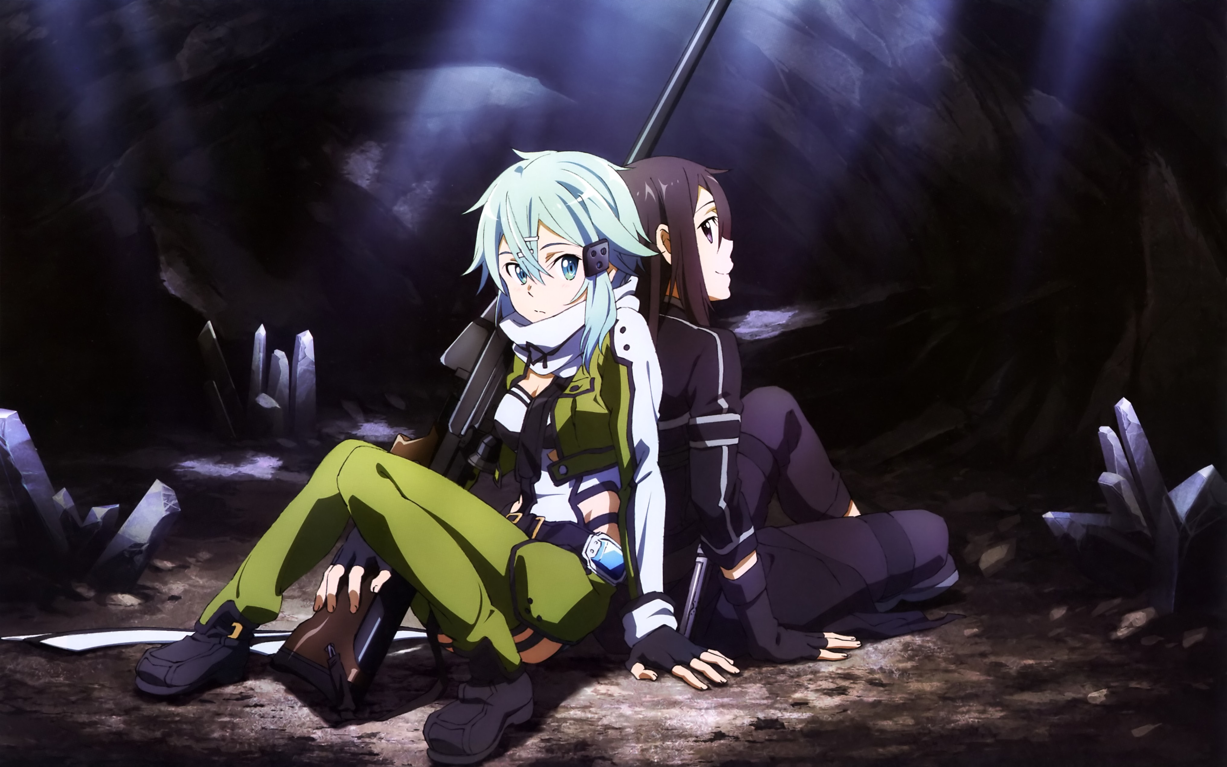 Download Wallpaper From Anime Sword Art Online Ii With - Sword Art Online Wallpaper Kirito And Sinon , HD Wallpaper & Backgrounds