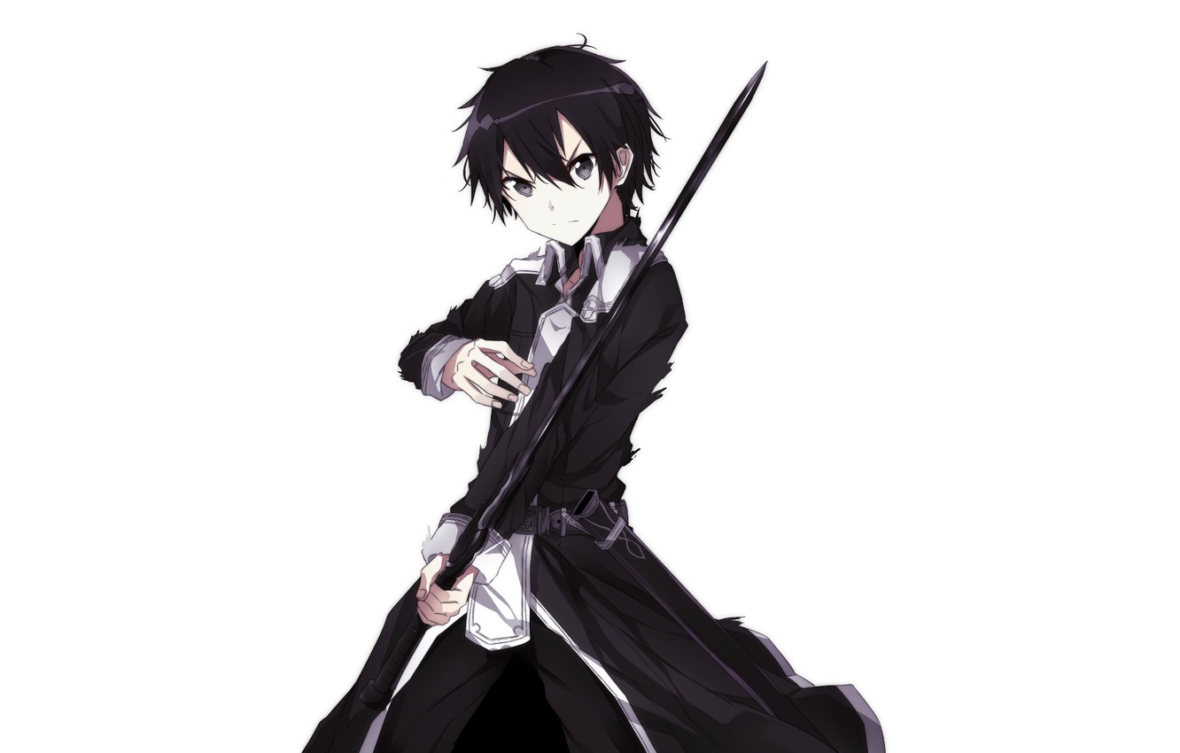 Photo Wallpaper Anime, Art, Sword Art Online, Kirito - Sao Kirito White Background , HD Wallpaper & Backgrounds