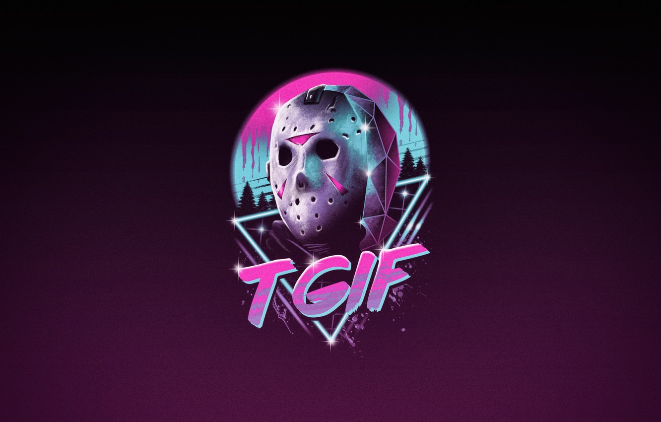 Photo Wallpaper Minimalism, Jason Voorhees, Art, Neon, - Friday The 13th 80s , HD Wallpaper & Backgrounds